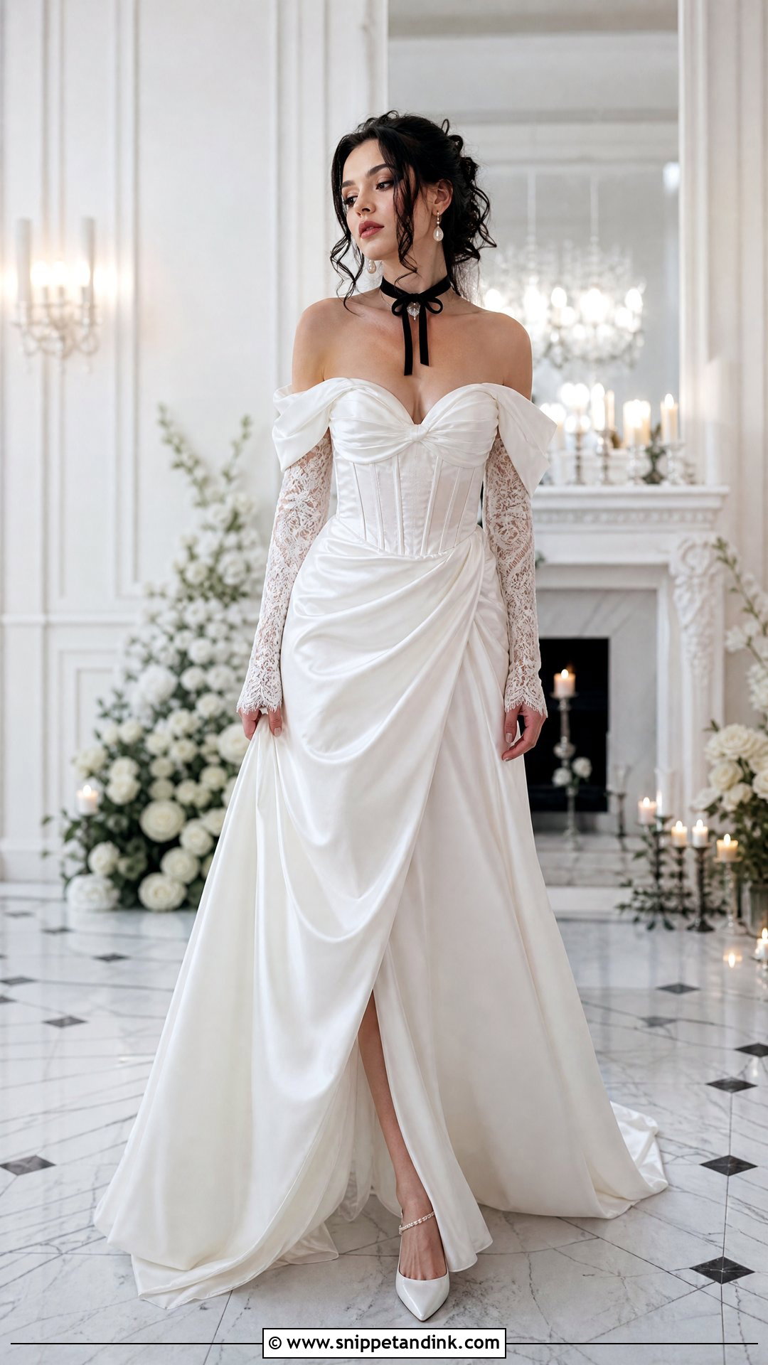 White Off Shoulder Goth Wedding Dress - Snippet and Ink - 25 White Goth Wedding Dress Ideas