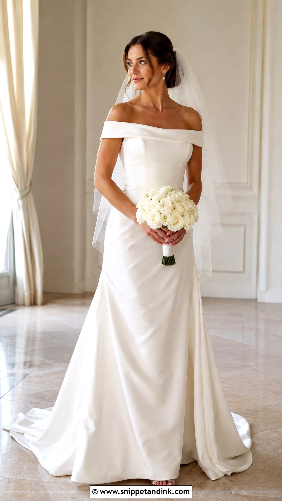 White Off Shoulder Gown - Snippet and Ink - 30 White Wedding Gown Ideas