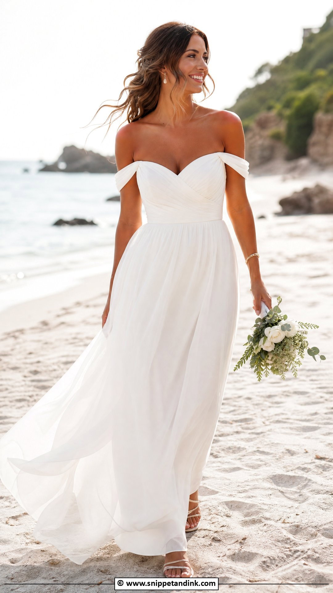 White Off Shoulder Wedding Dress - Snippet and Ink - 35 Casual Wedding Dress Ideas