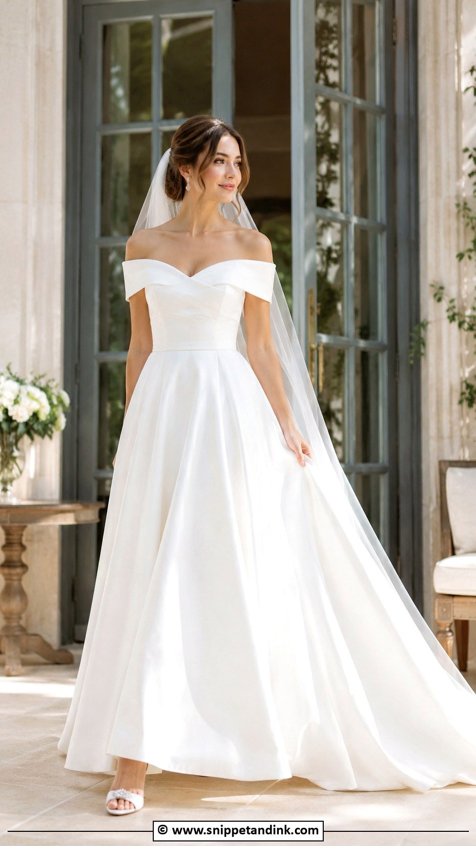 White Off Shoulder Wedding Dress - Snippet and Ink - 35 White Wedding Dresses