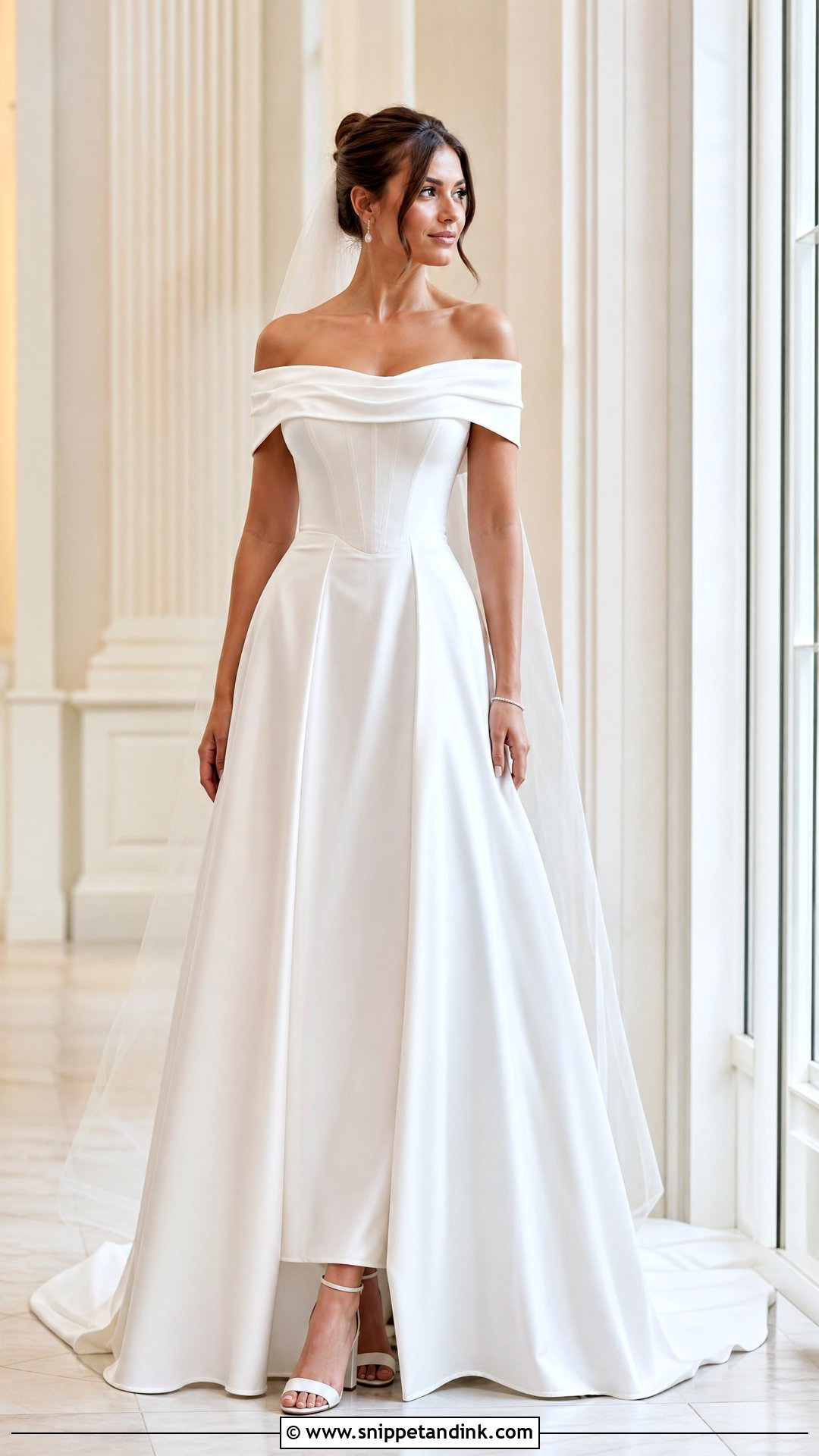 White Off Shoulder Wedding Dress - Snippet and Ink - 20 White Dresses for Wedding