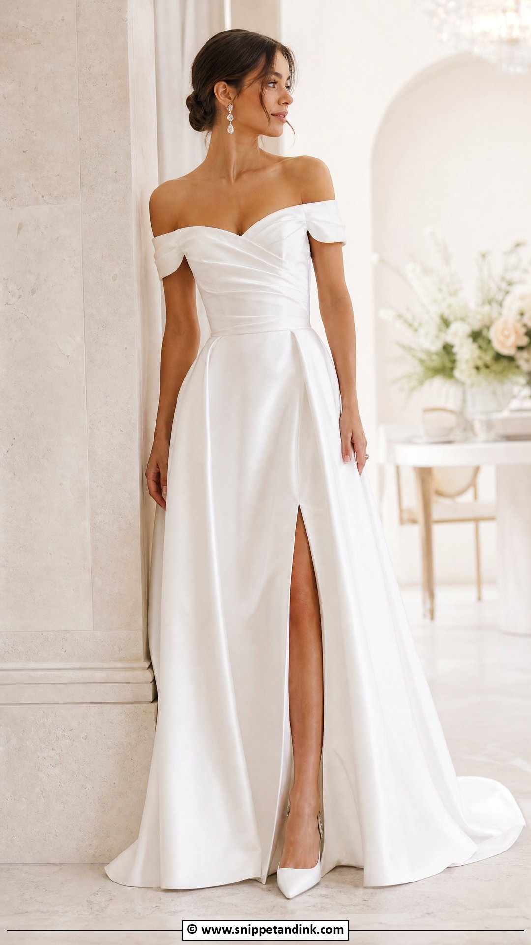White Off Shoulder Wedding Dress - Snippet and Ink - 30 White Wedding Dress Ideas