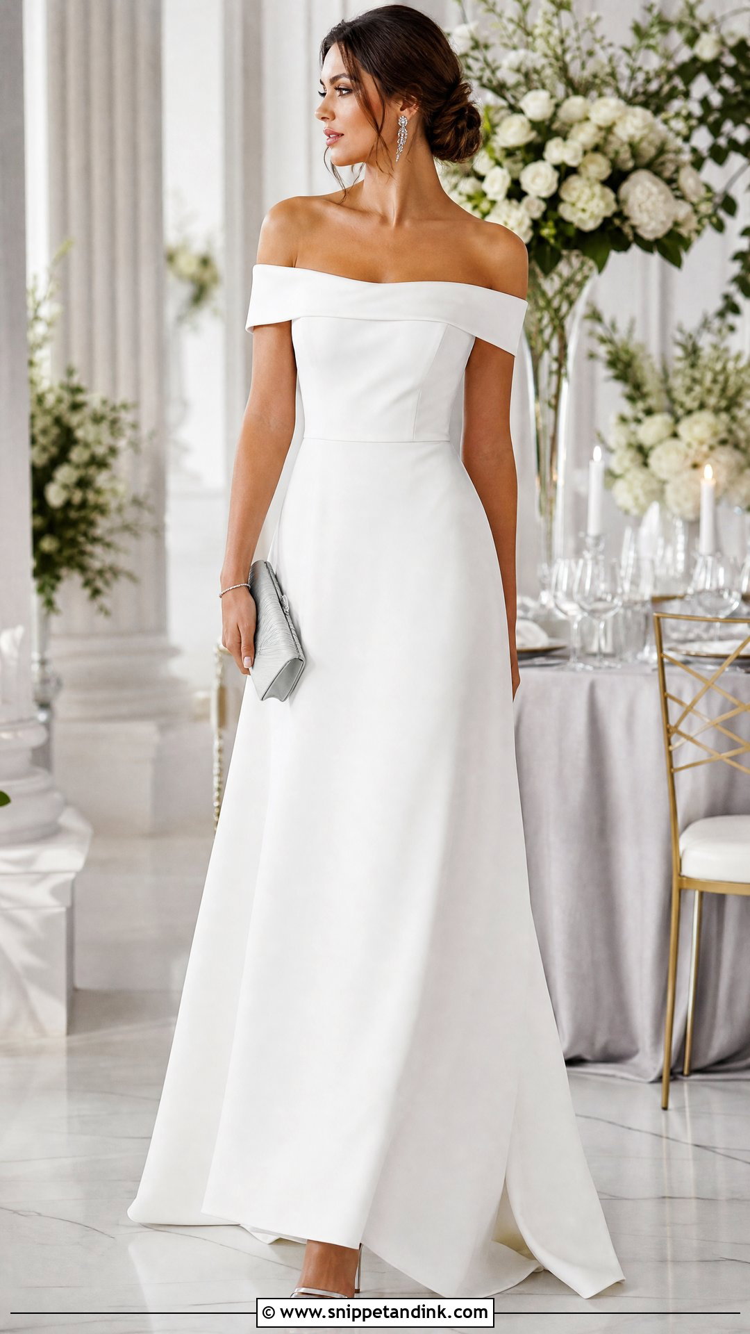 White Off the Shoulder Maid of Honor Dress - Snippet and Ink - 20 White Maid of Honor Dress Ideas
