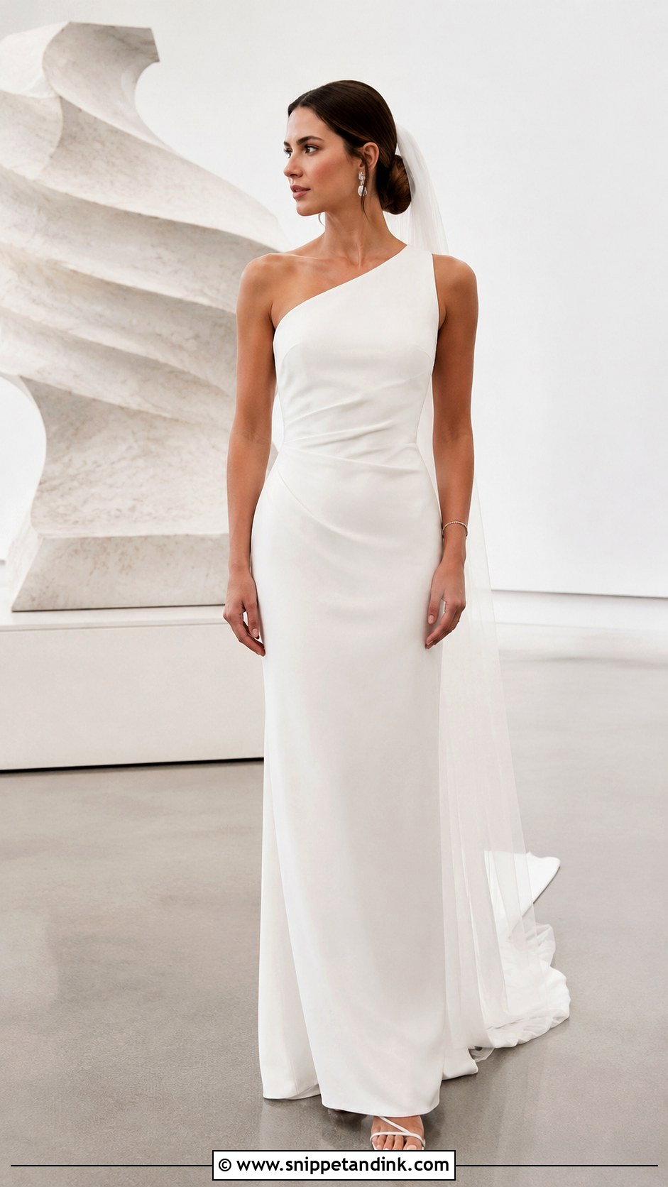 White One Shoulder Bridal Gown - Snippet and Ink - 20 Bride White Gown Ideas