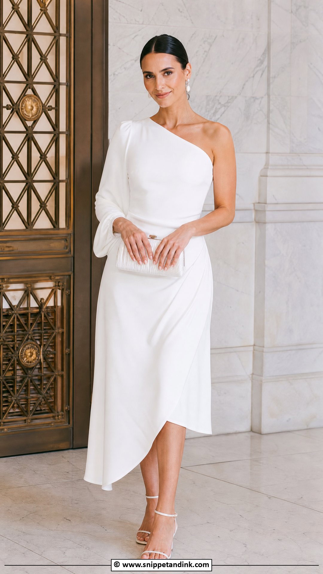 White One Shoulder Civil Wedding Dress - Snippet and Ink - 35 Civil Wedding Dresses