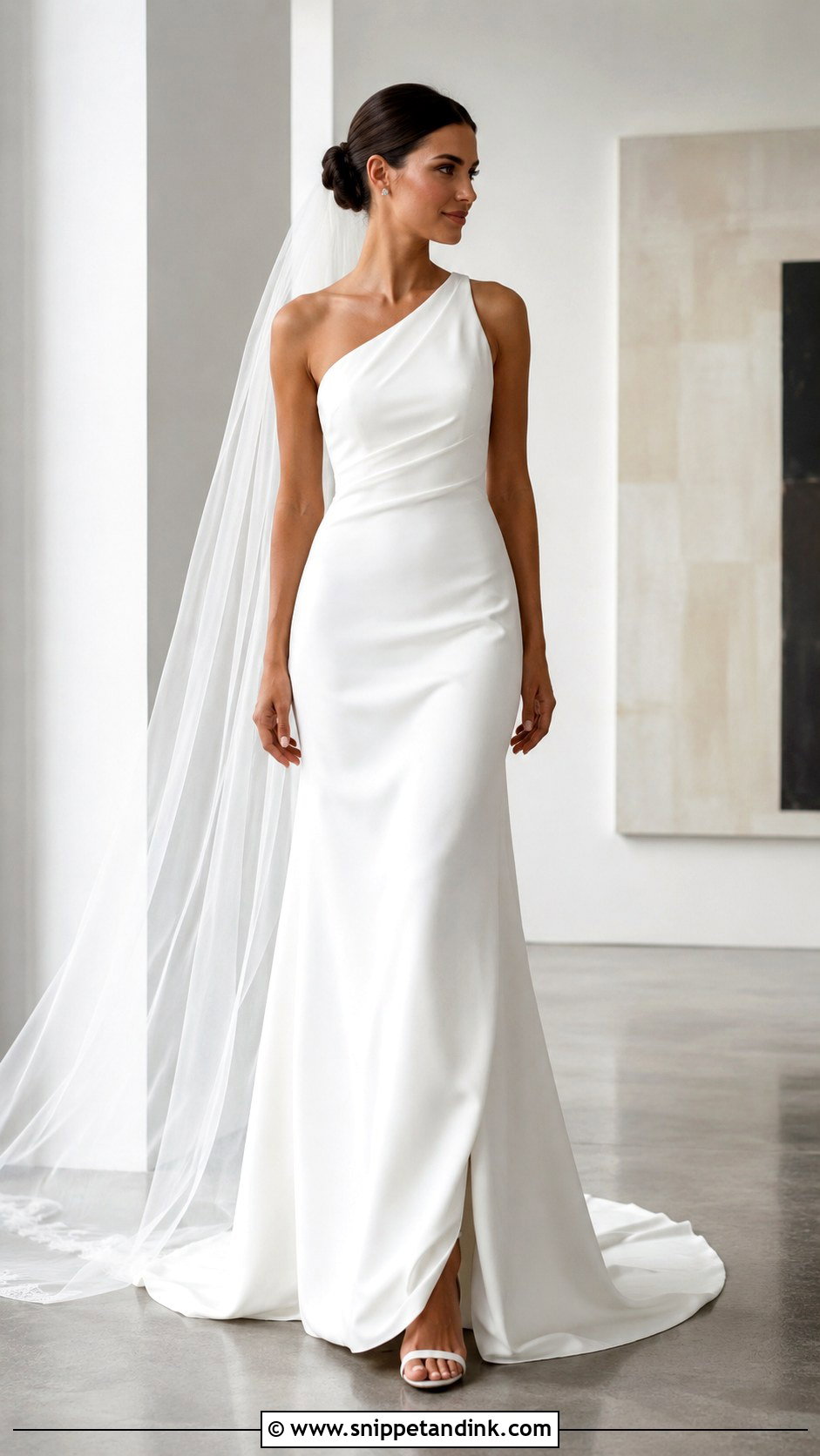 White One Shoulder Gown - Snippet and Ink - 30 White Wedding Gown Ideas