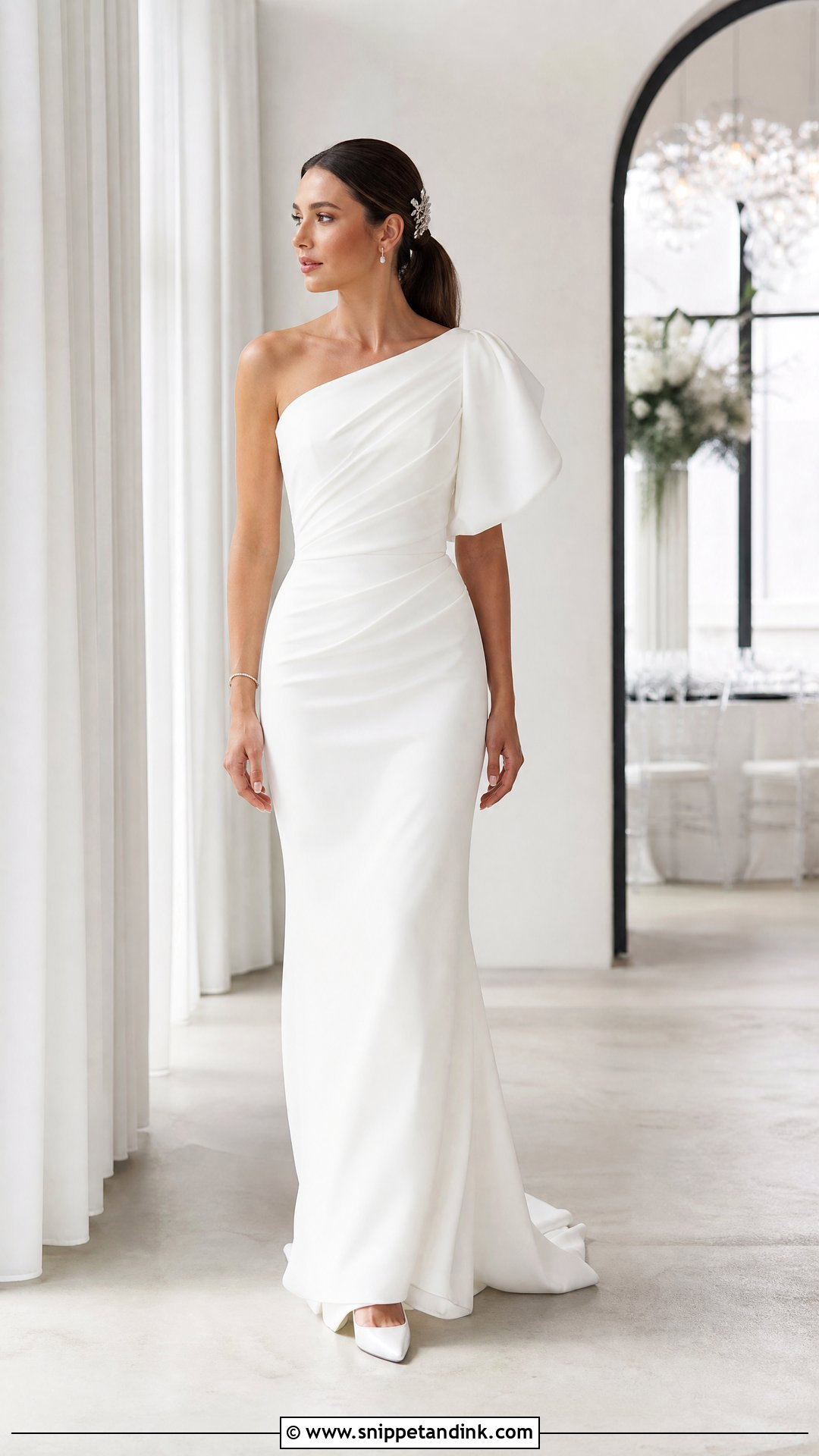 White One Shoulder Wedding Dress - Snippet and Ink - 20 White Dresses for Wedding