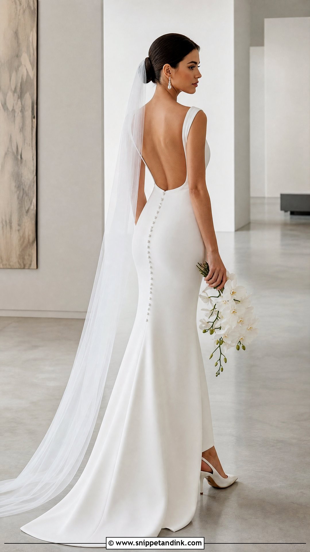 White Open Back Crepe Mermaid Wedding Dress - Snippet and Ink - 20 White Mermaid Wedding Dress Ideas