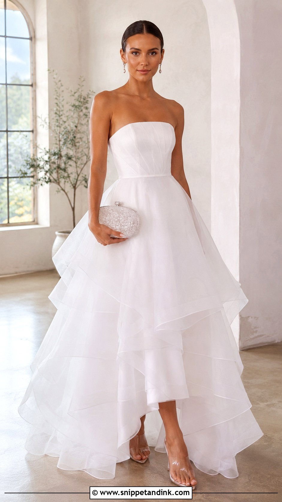 White Organza Ball Gown With Clear Heels - Snippet and Ink - 25 White Ball Gown Ideas