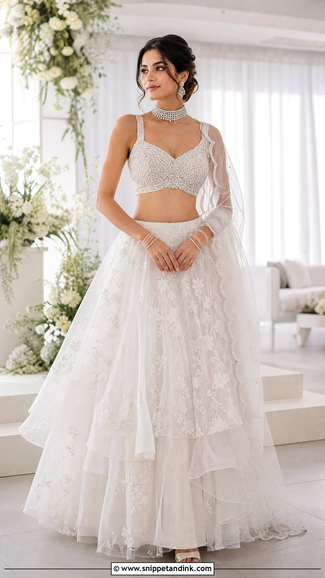 White Organza Bridal Lehenga - Snippet and Ink - 20 White Lehanga Design Bride Ideas