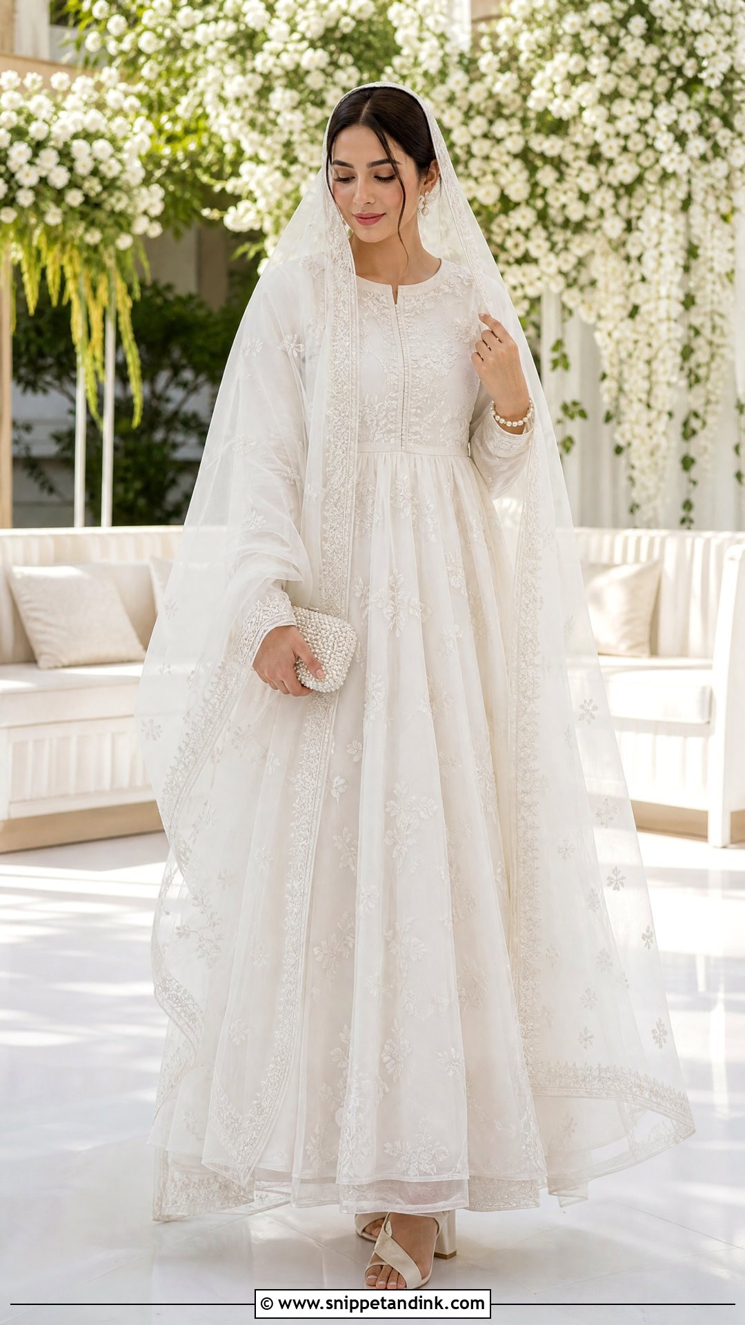 White Organza Nikkah Maxi - Snippet and Ink - 20 Simple White Nikkah Dress Ideas