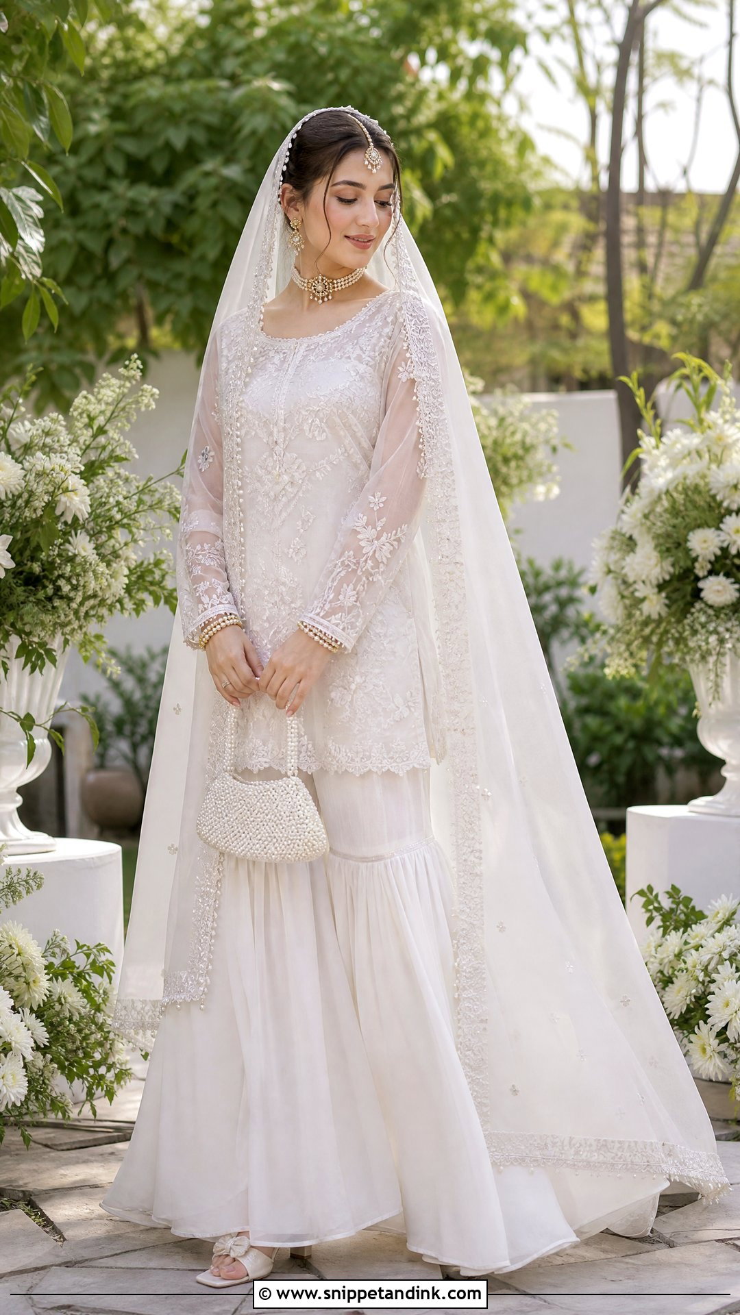 White Organza Sharara Nikah Dress - Snippet and Ink - 20 White Nikah Dress Pakistani Bridal Ideas