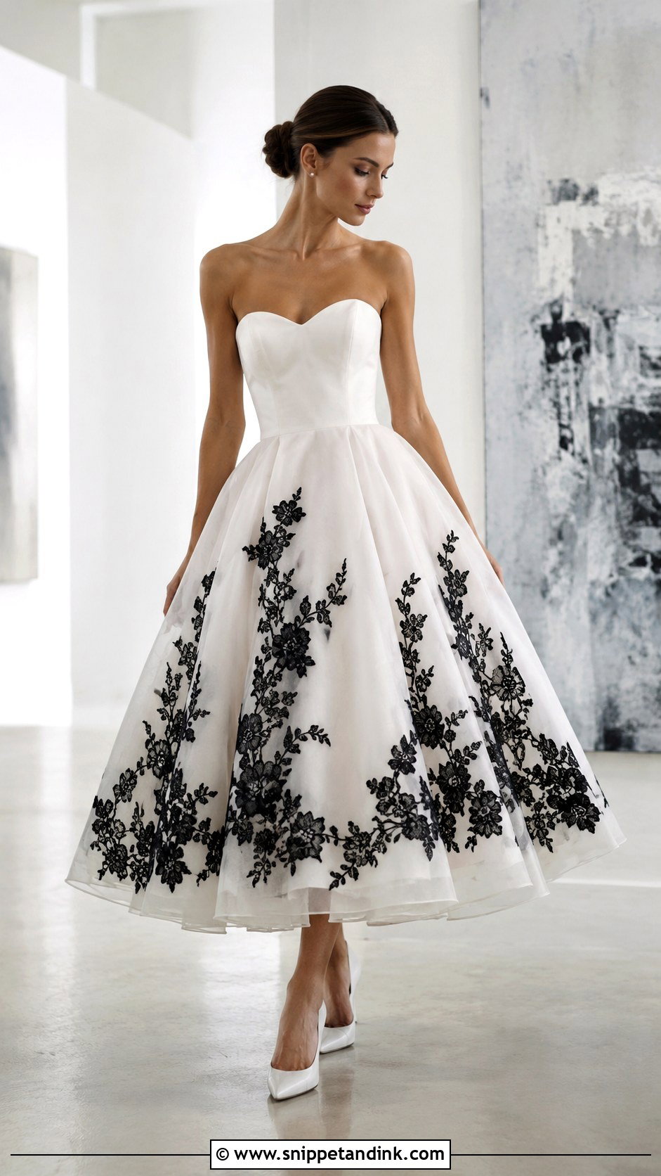 White Organza Wedding Dress With Black Lace Skirt - Snippet and Ink - 25 White Wedding Dress with Black Lace Ideas