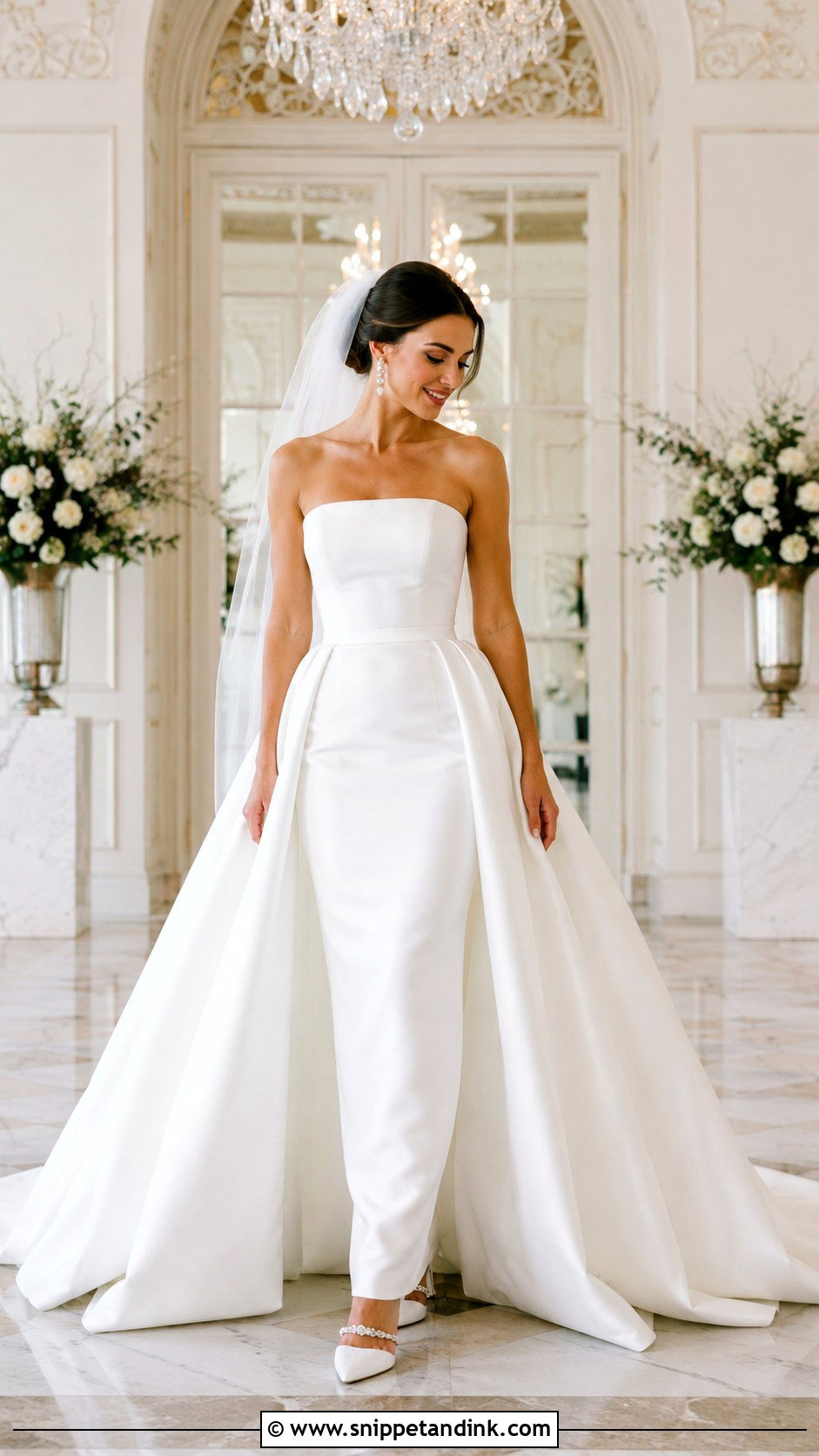 White Overskirt Wedding Gown - Snippet and Ink - 30 White Wedding Gown Ideas
