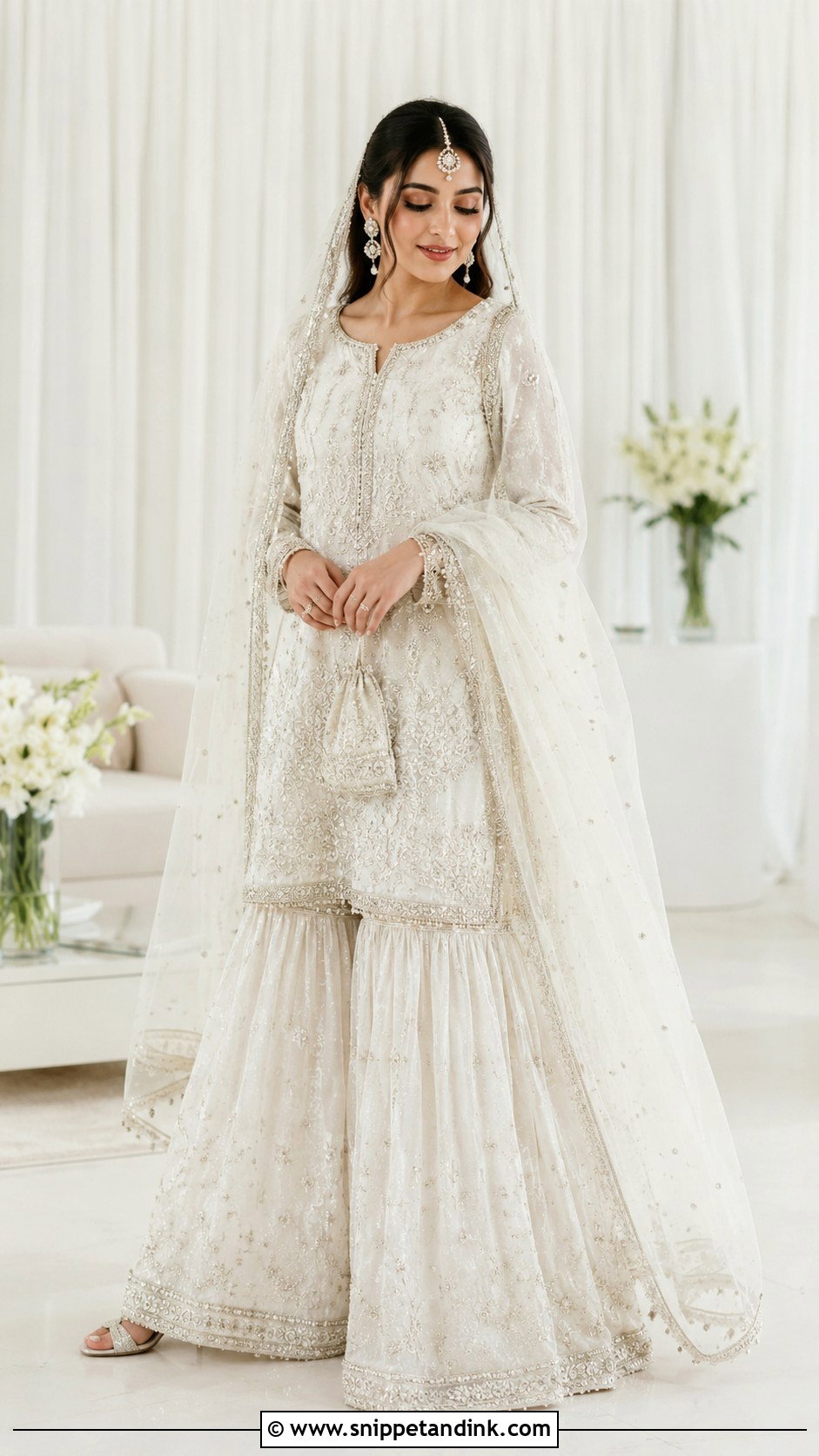 White Pakistani Bridal Garara Dress - Snippet and Ink - 25 Garara Dress Pakistani Bridal Ideas