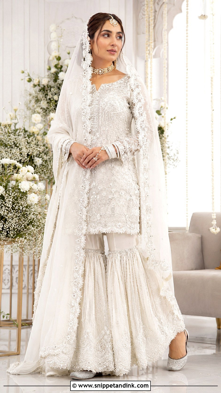 White Pakistani Bridal Gharara - Snippet and Ink - 20 Desi Wedding Dresses Pakistani Bridal