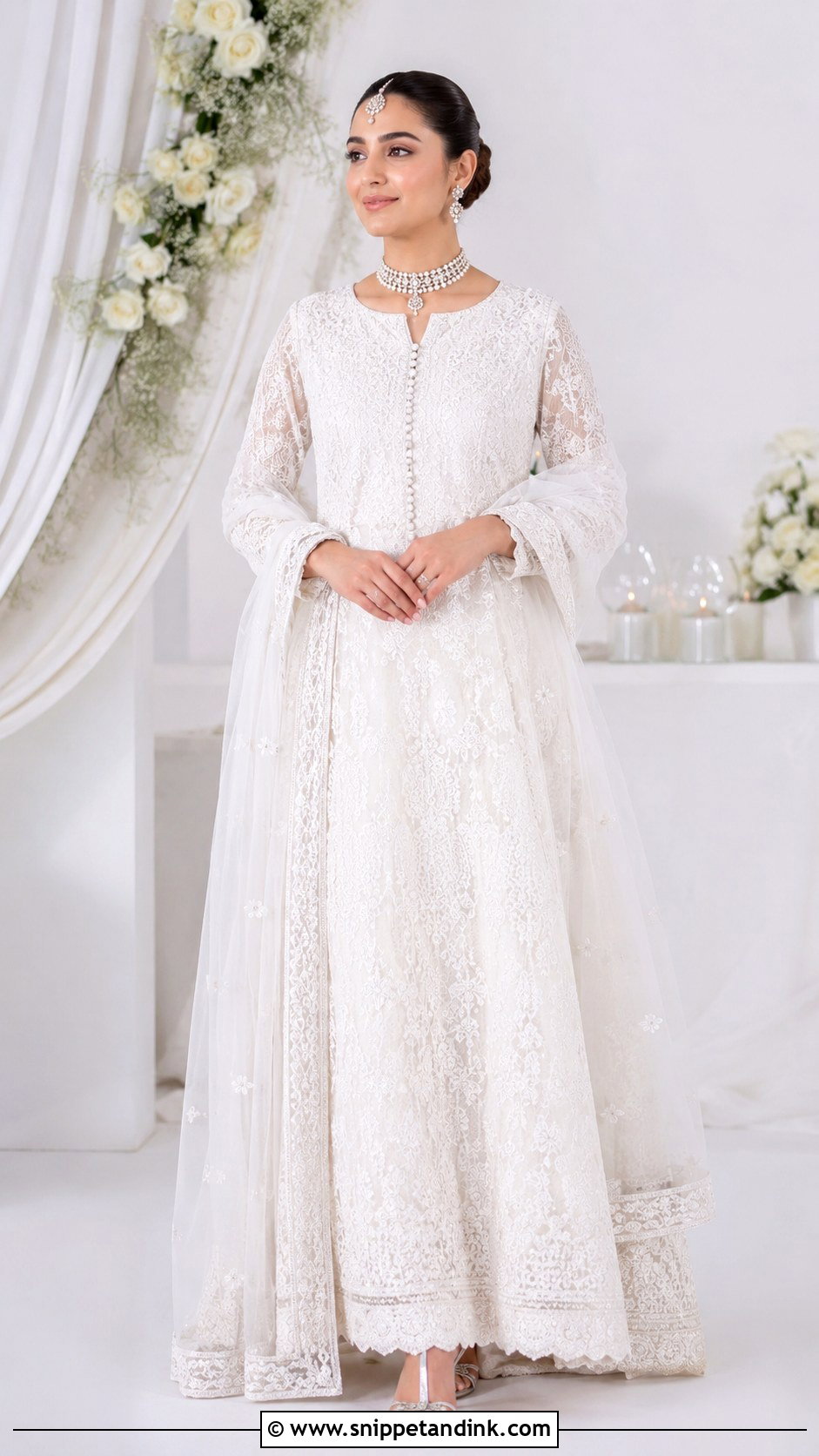 White Pakistani Bridal Maxi - Snippet and Ink - 30 Pakistani Brides Ideas