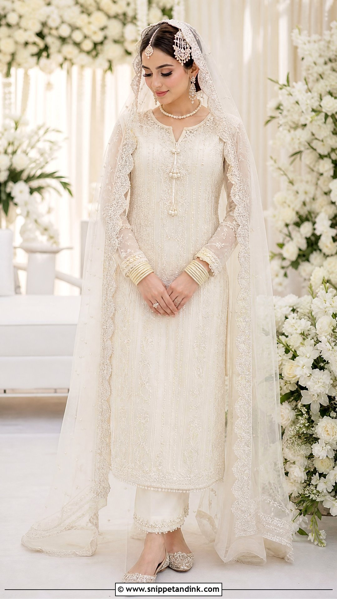 White Pakistani Bridal Nikah Dress - Snippet and Ink - 20 Pakistani Wedding Bridal Outfits
