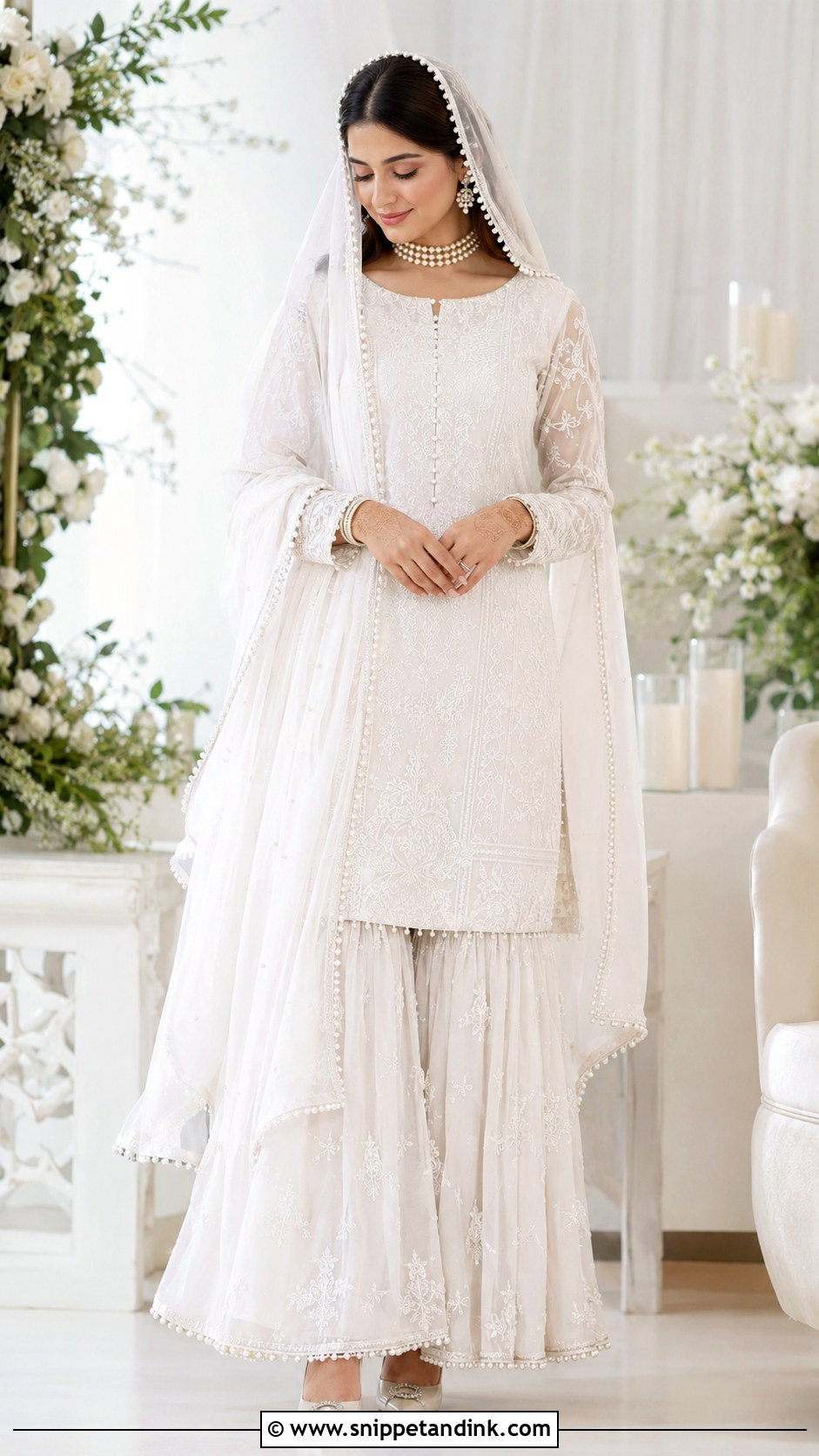 White Pakistani Bridal Nikkah Dress - Snippet and Ink - 25 Pakistani Bridal Dress Ideas