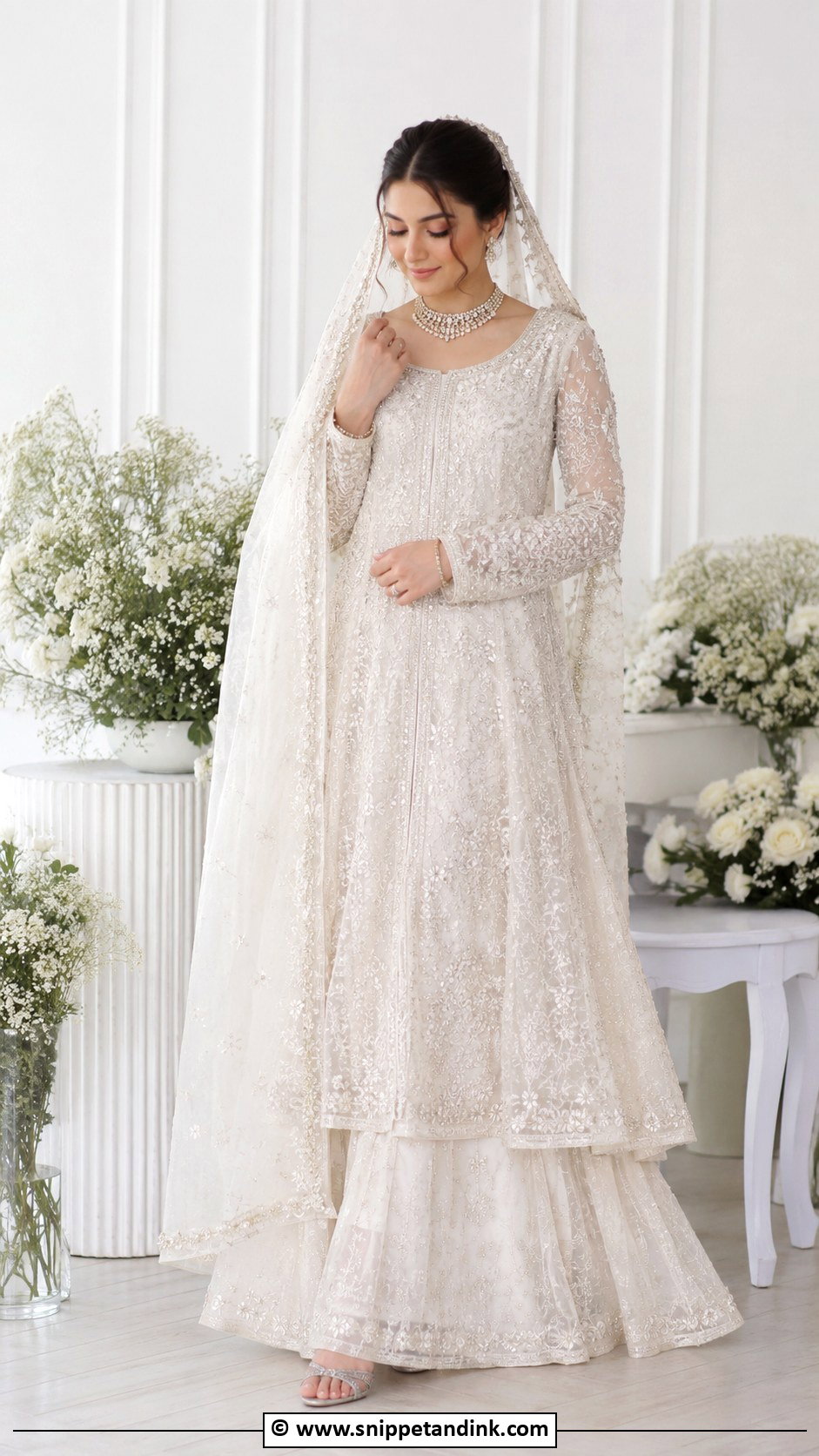 White Pakistani Bridal Nikkah Dress - Snippet and Ink - 30 Pakistani Bridal Dresses