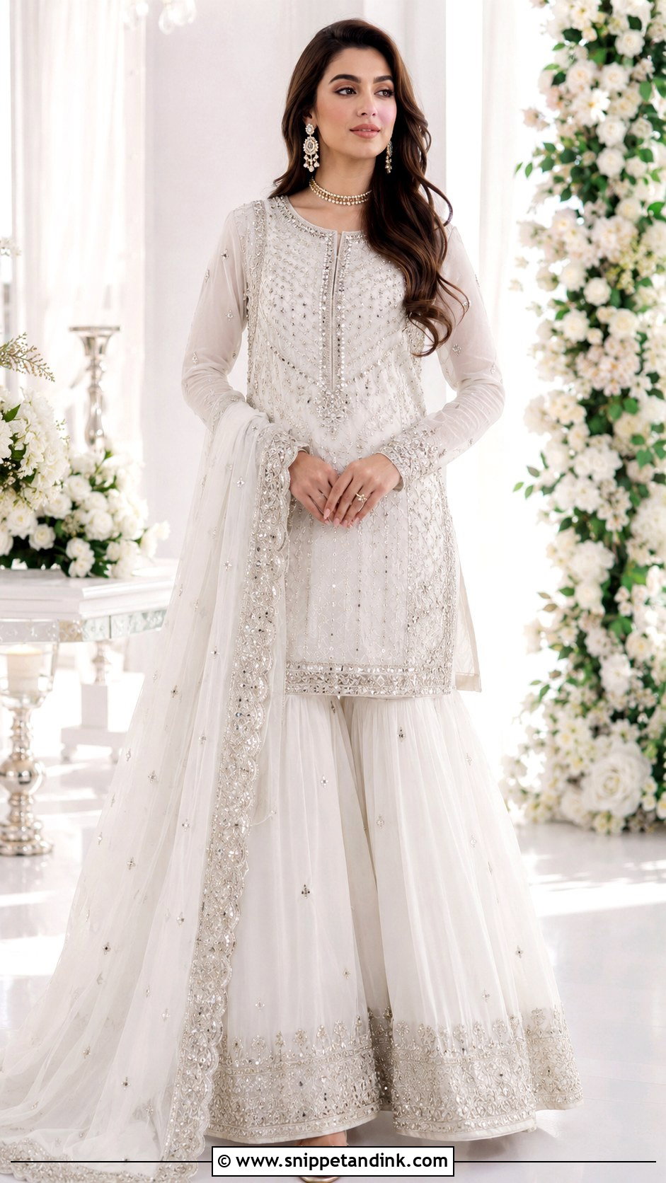 White Pakistani Bridal Sharara - Snippet and Ink - 30 Pakistani Bridal Look Ideas