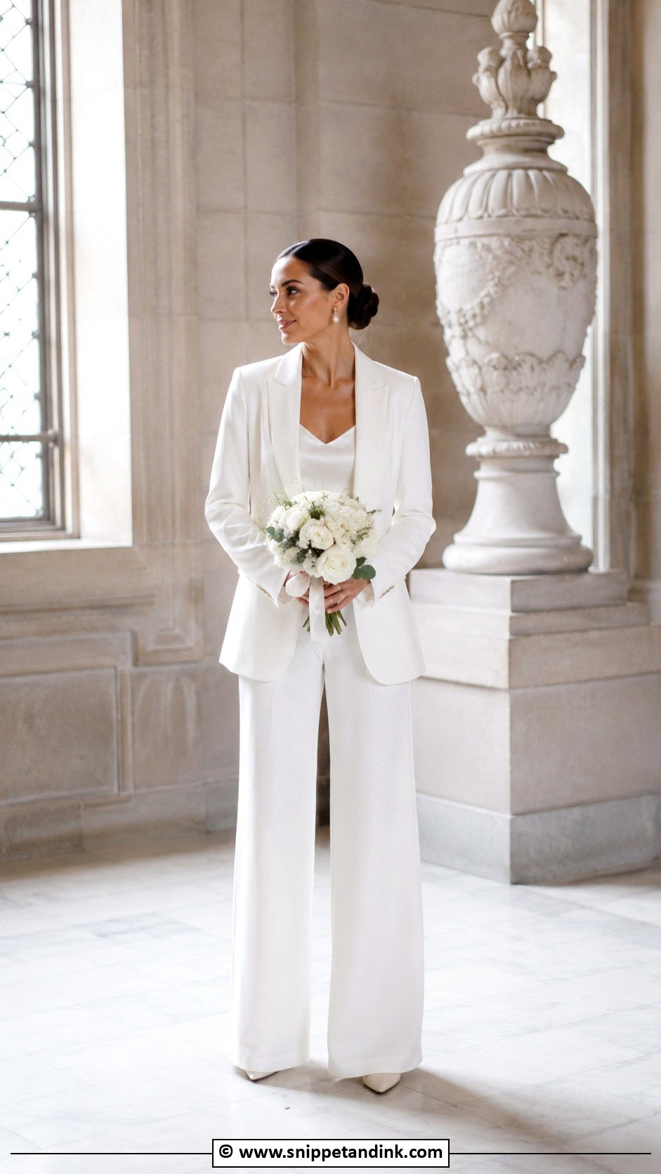 White Pantsuit City Hall Wedding Outfit - Snippet and Ink - 30 City Hall Wedding Outfit Ideas