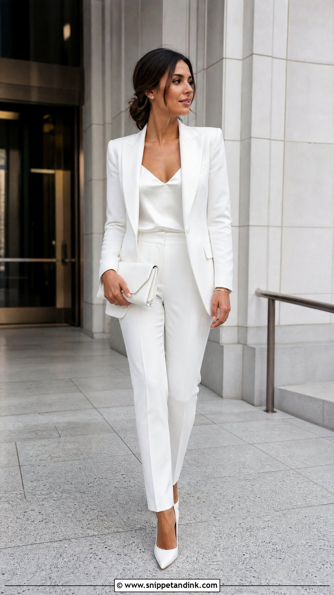 White Pantsuit Courthouse Wedding Outfit - Snippet and Ink - 25 Simple Civil Wedding Dress Courts Ideas