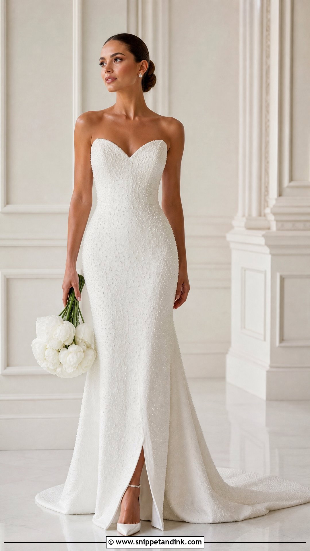 White Pearl Bridal Dress - Snippet and Ink - 25 White Bridal Dress Ideas