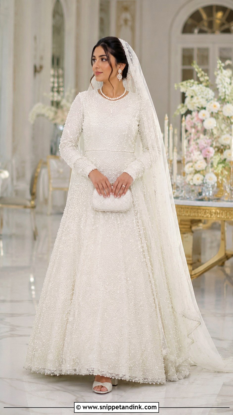 White Pearl Lehenga Nikkah Dress - Snippet and Ink - 20 Nikkah Wedding Dress Ideas