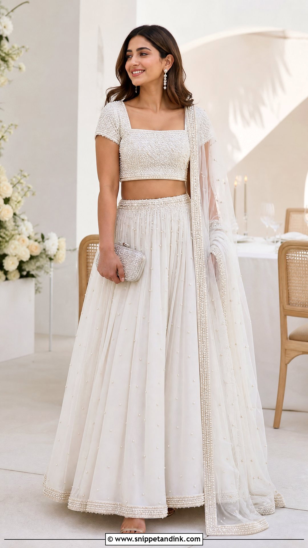 White Pearl Party Lehenga - Snippet and Ink - 20 Party Lengha Ideas