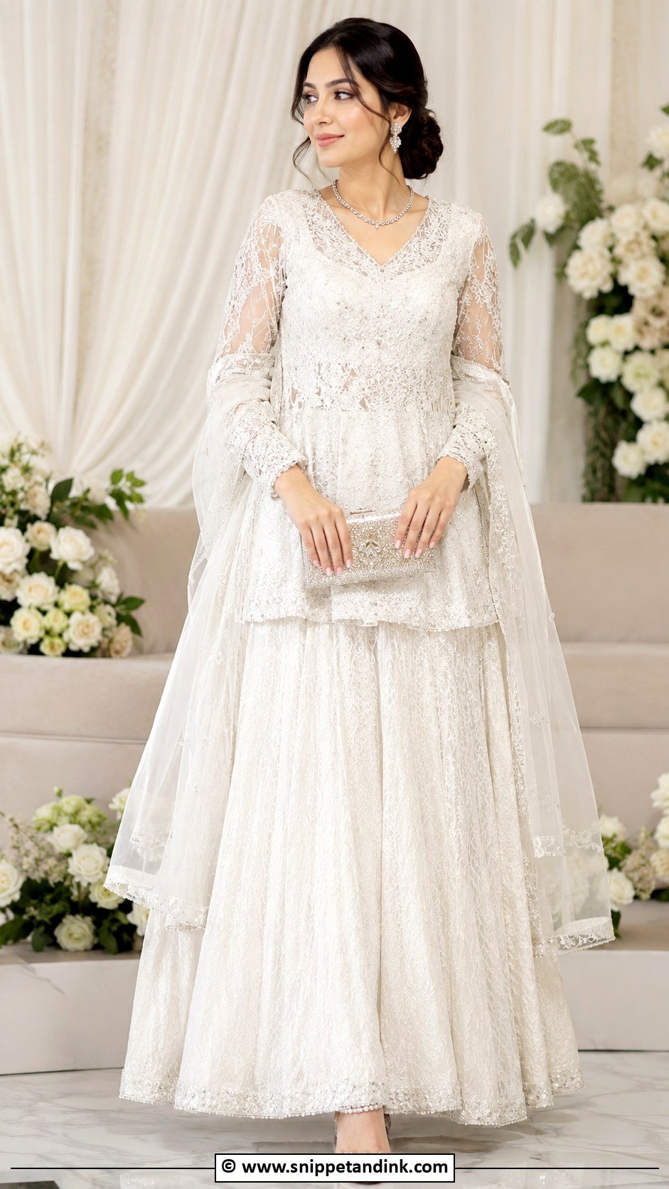 White Peplum Lehenga Nikah Outfit - Snippet and Ink - 35 Nikah Dress Ideas