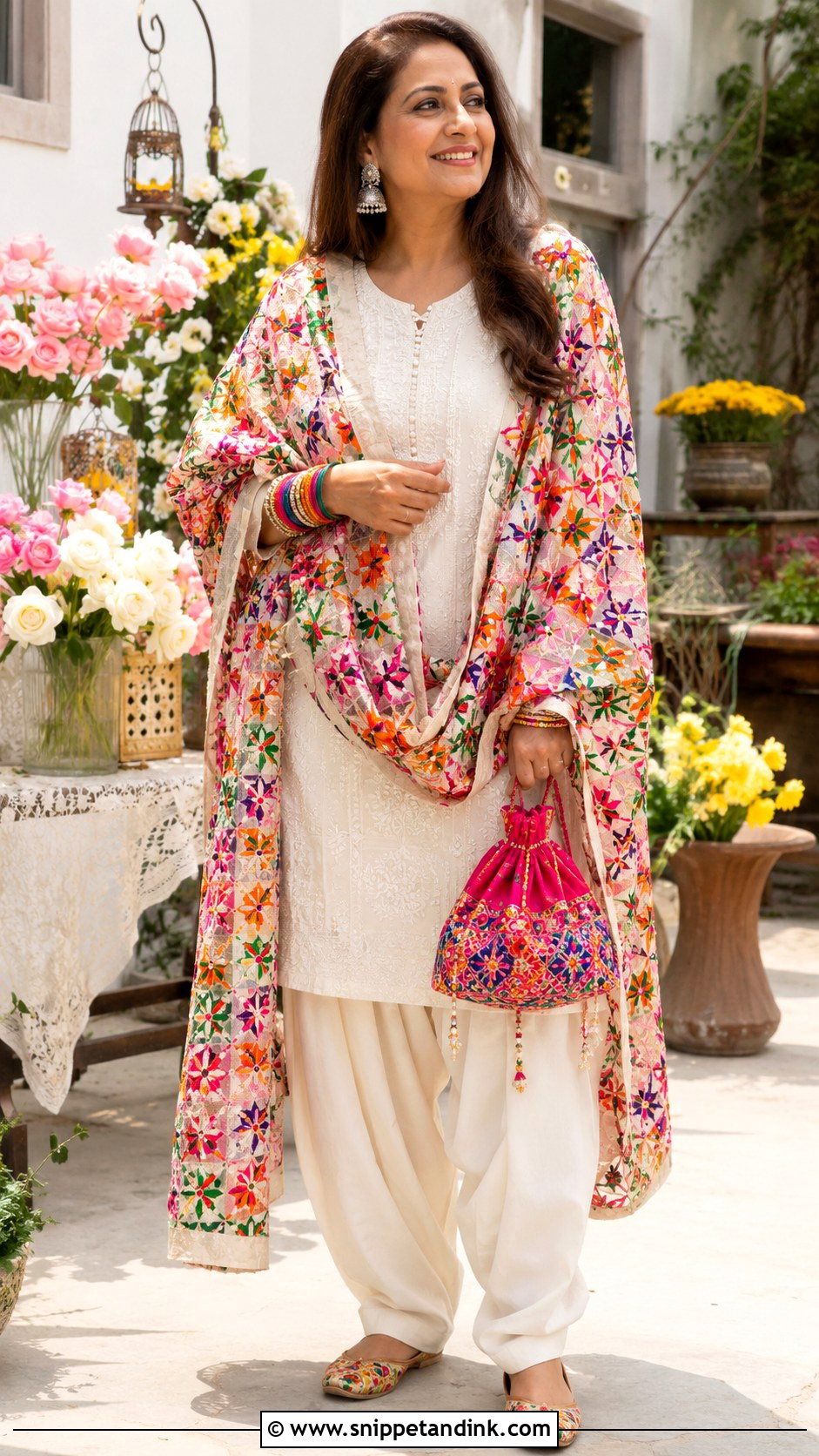 White Phulkari Suit Mehndi Outfit - Snippet and Ink - 20 Mehandi Function Dresses Mehndi Outfit