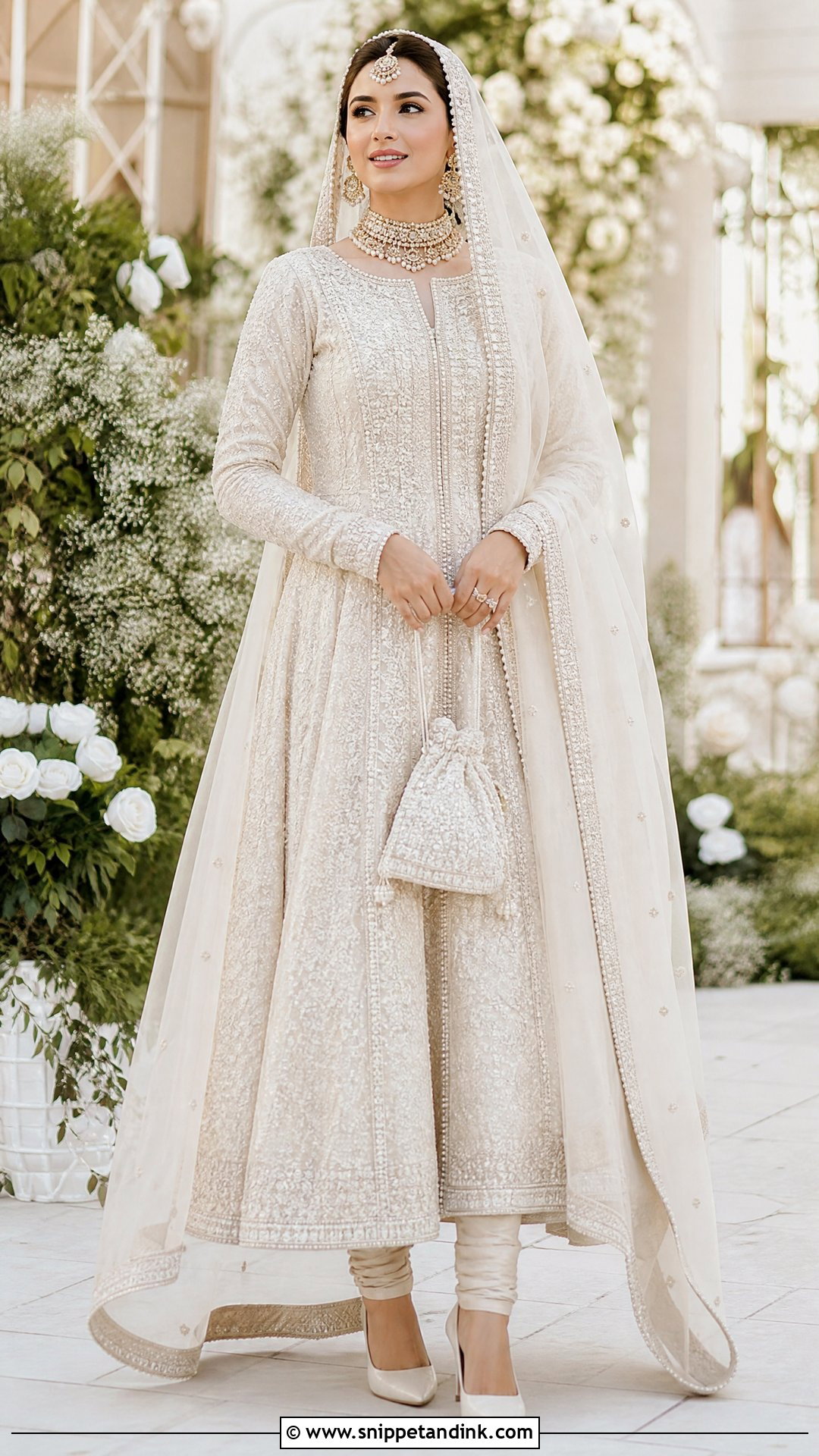 White Pishwas Nikah Dress - Snippet and Ink - 20 White Nikah Dress Pakistani Bridal Ideas