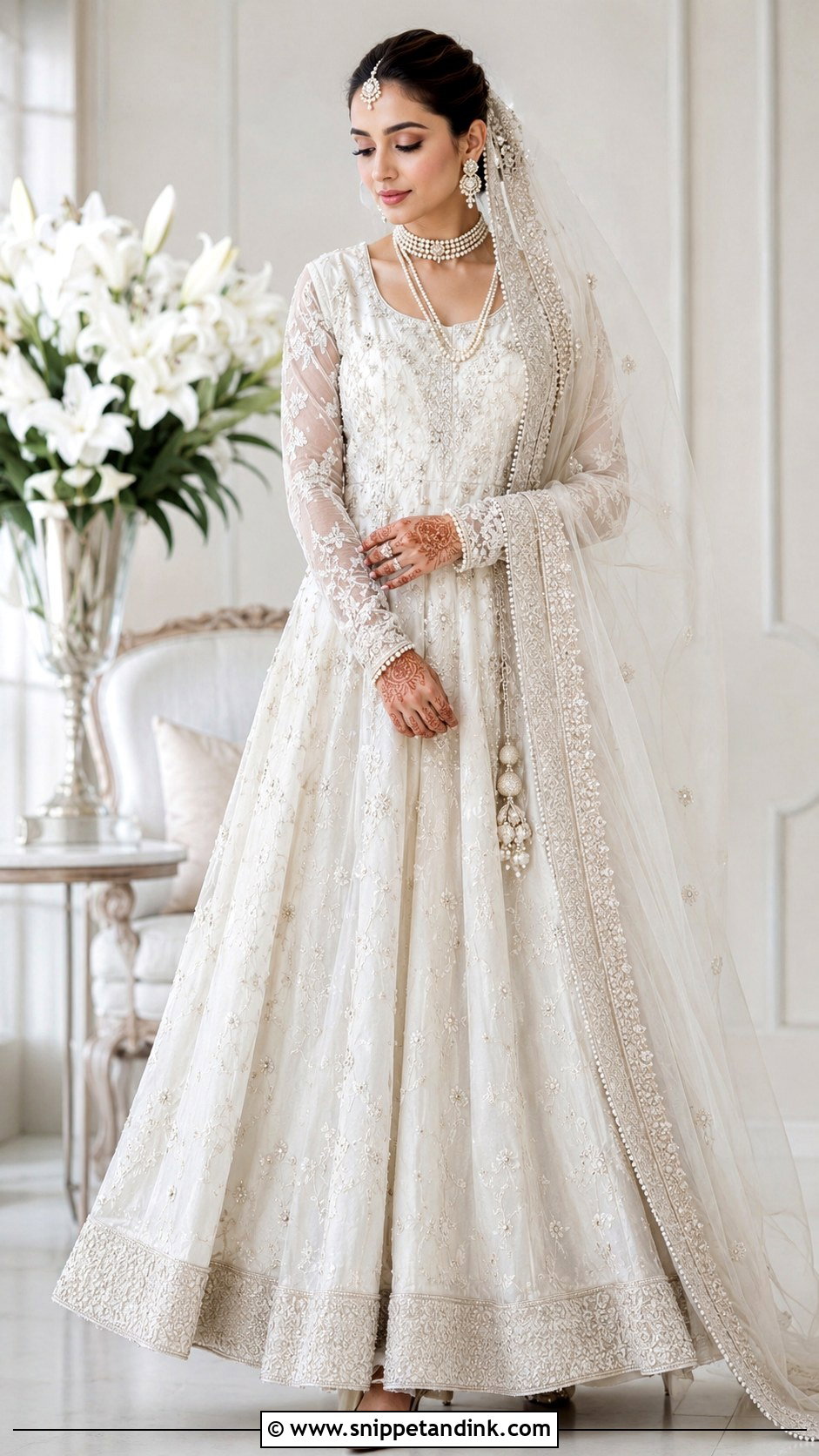 White Pishwas Nikkah Dress - Snippet and Ink - 30 Nikkah Dress for Bride Ideas