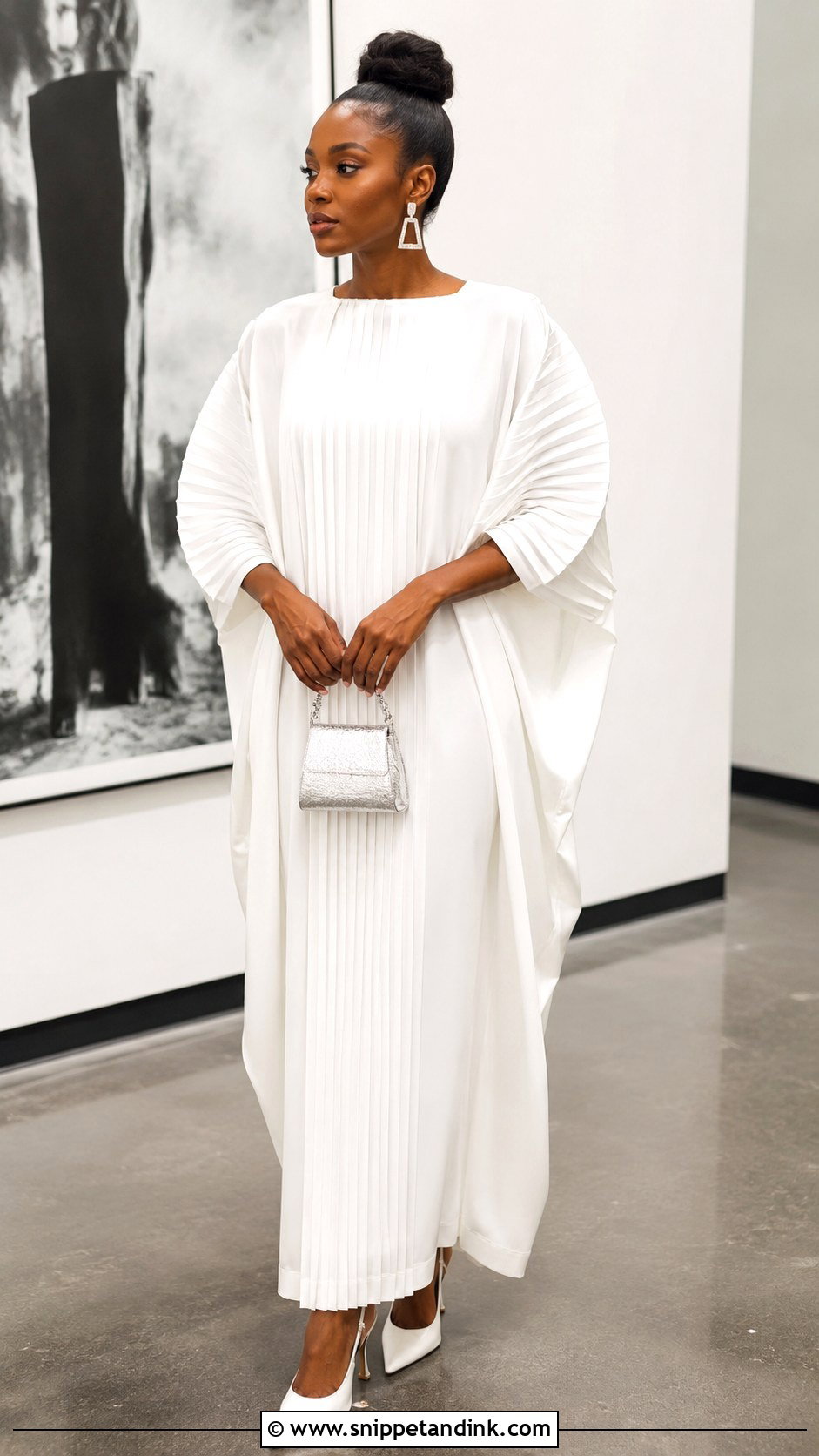 White Pleated Bubu Gown - Snippet and Ink - 20 Bubu White Gown Styles