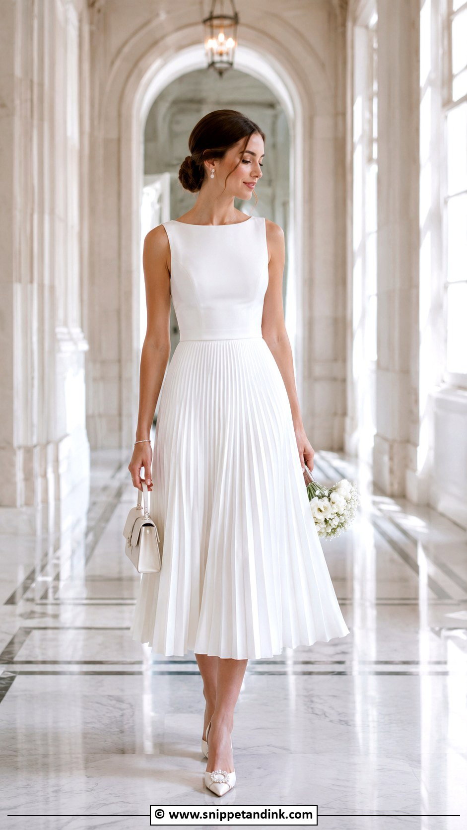 White Pleated Civil Wedding Dress - Snippet and Ink - 30 Classy Civil Wedding Dresses