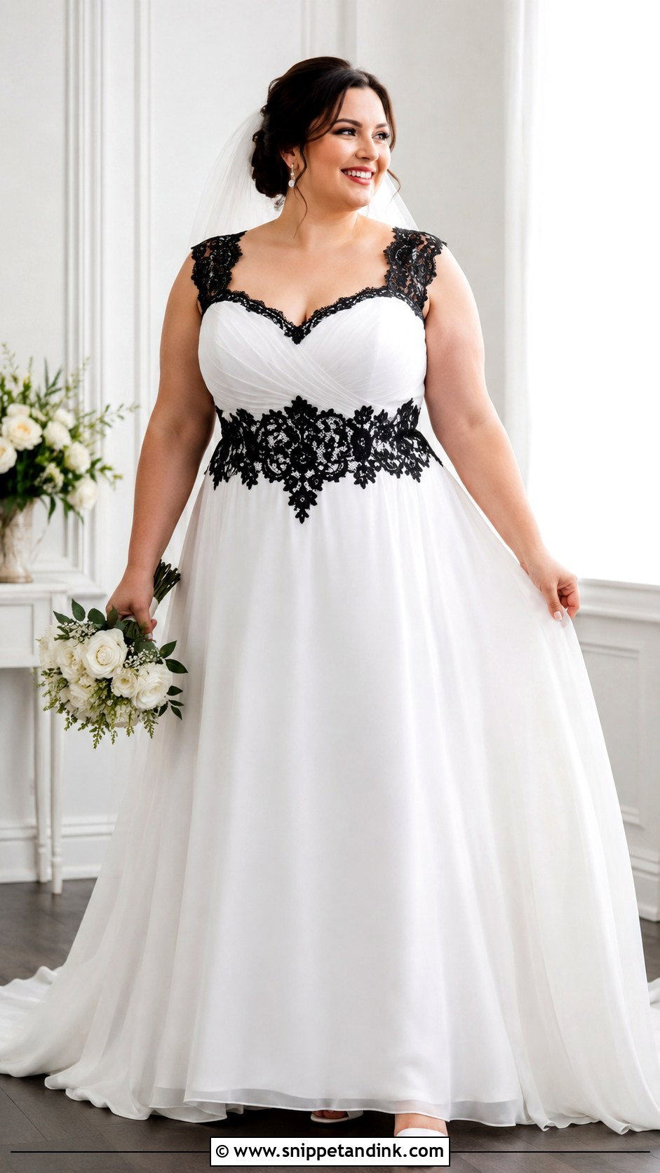 White Plus Size Wedding Dress With Black Lace - Snippet and Ink - 25 White Wedding Dress with Black Lace Ideas