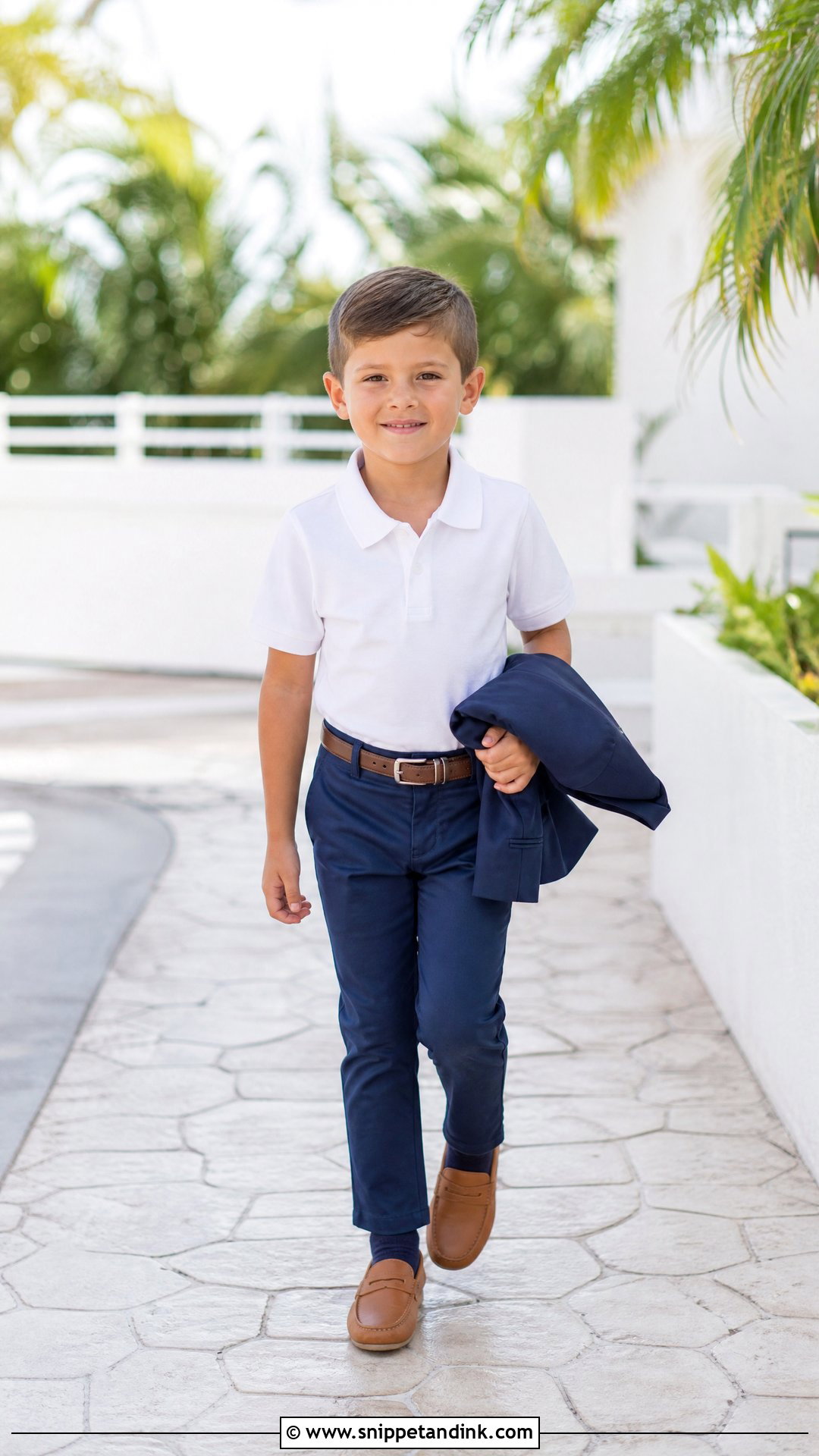 White Polo Ring Bearer Shirt With Chinos - Snippet and Ink - 20 Ring Bearer Shirt Ideas