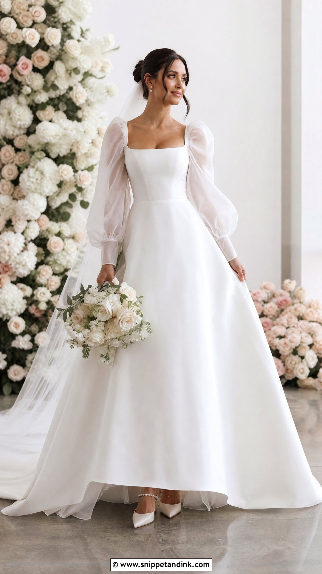 White Puff Sleeve Bridal Dress - Snippet and Ink - 25 White Bridal Dress Ideas