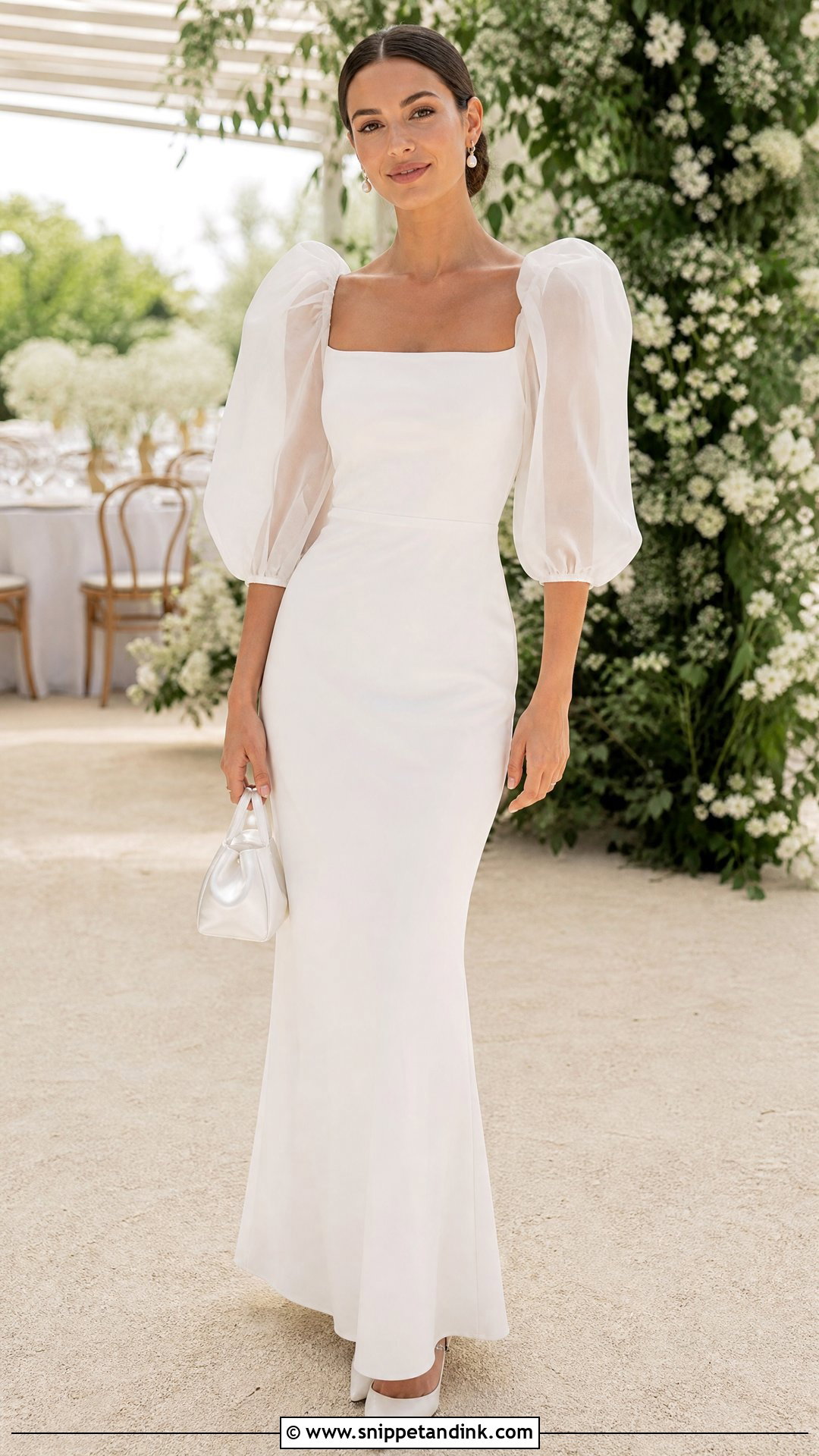 White Puff Sleeve Gown - Snippet and Ink - 20 Simple Elegant White Gowns