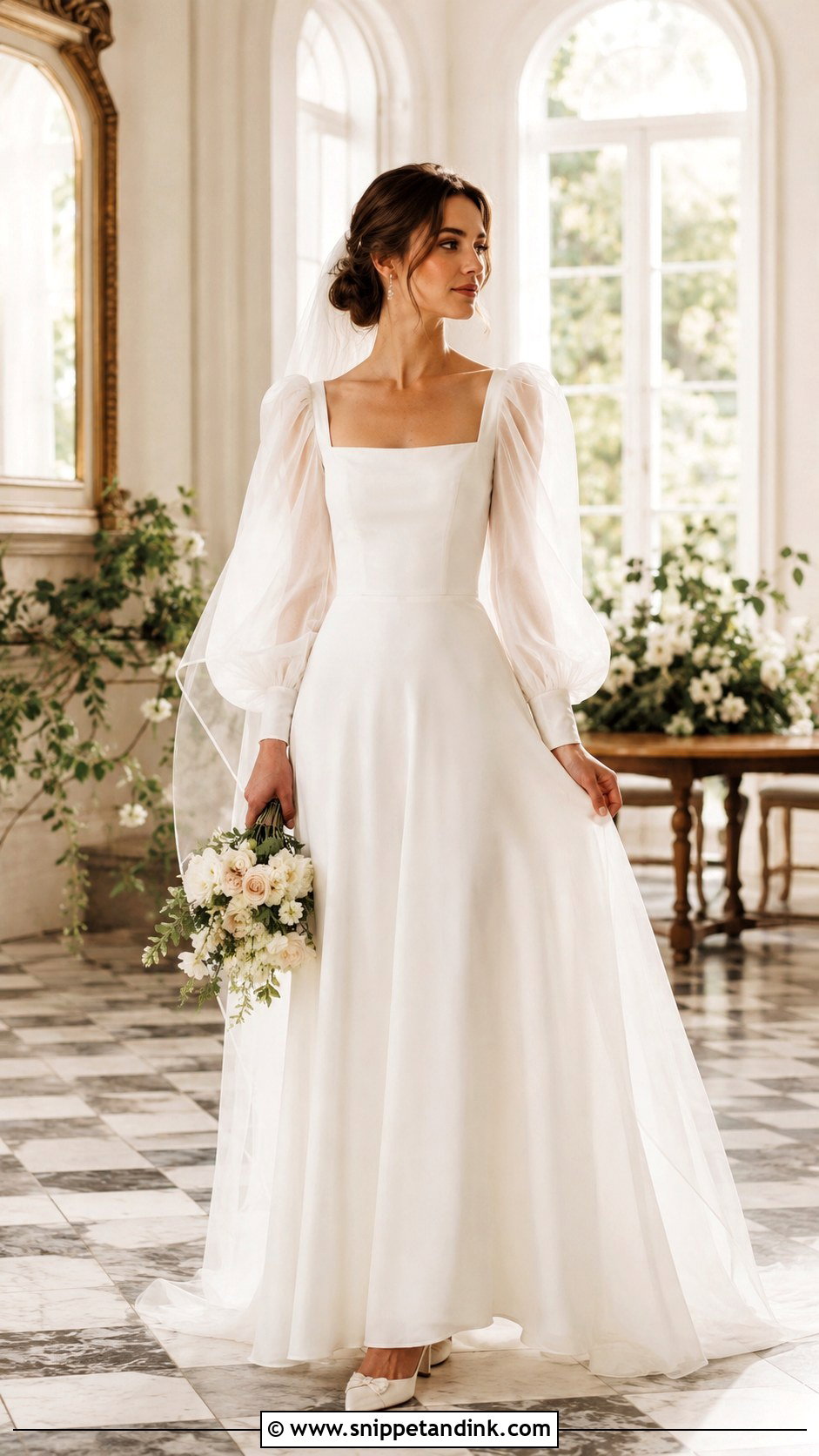 White Puff Sleeve Gown - Snippet and Ink - 30 White Wedding Gown Ideas