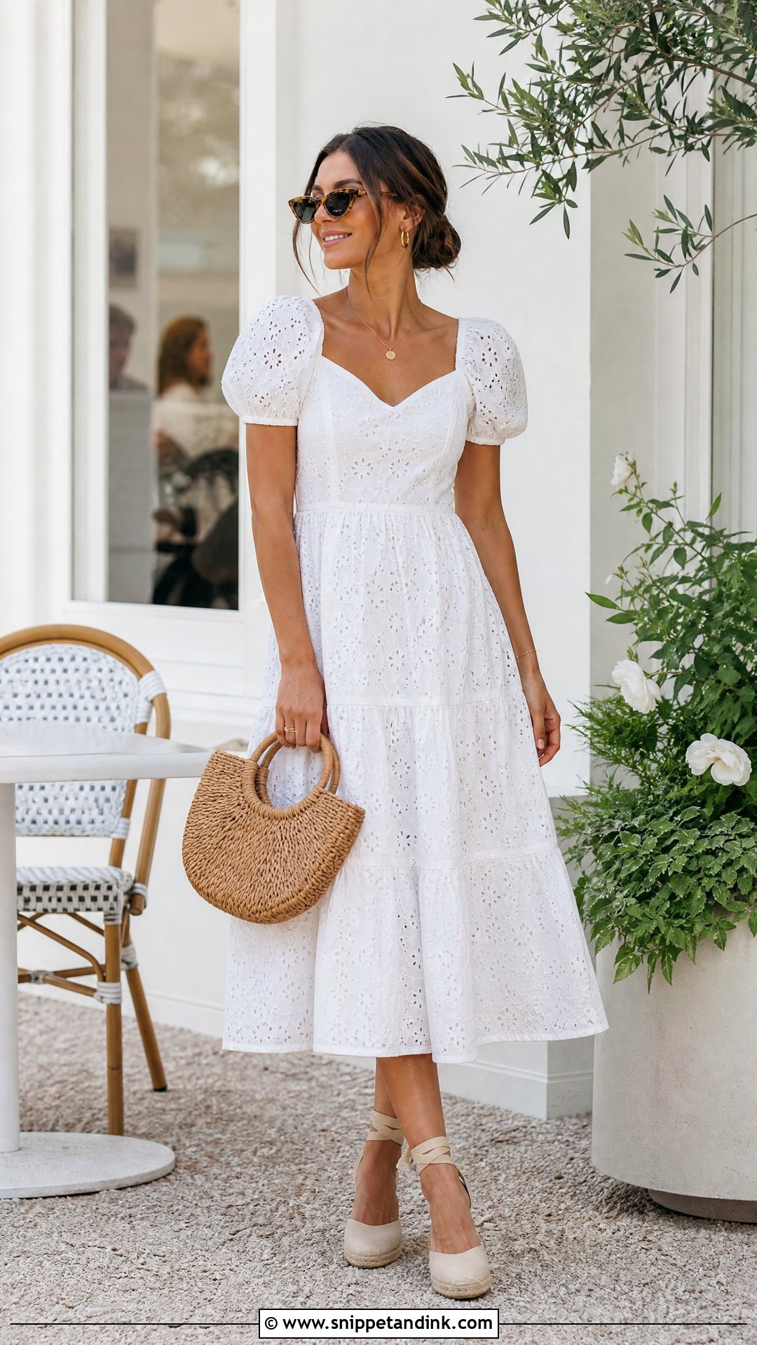 White Puff Sleeve Sundress Bachelorette Outfit - Snippet and Ink - 20 Summer Bride Bachelorette Outfit Ideas