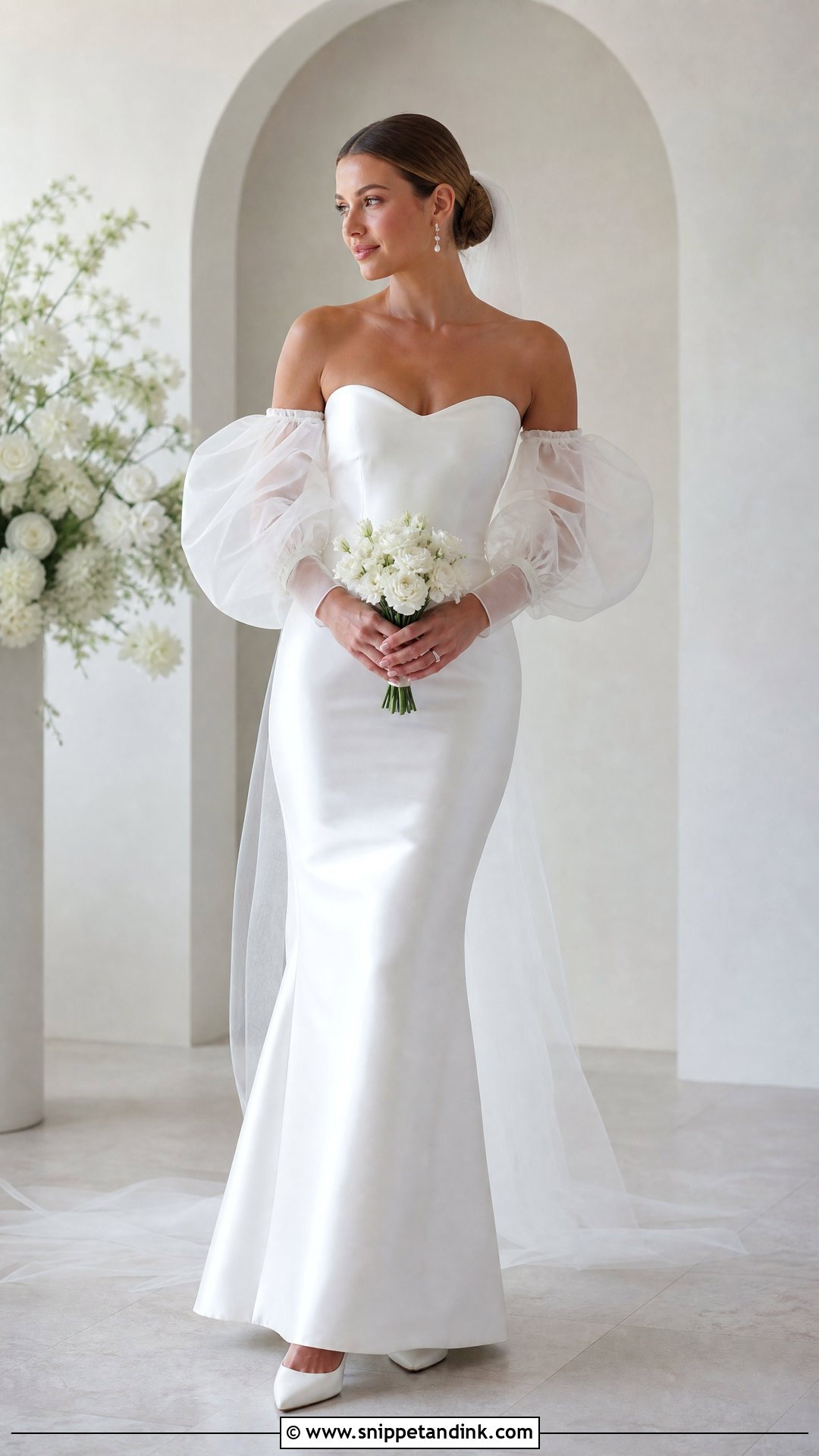 White Puff Sleeve Wedding Dress - Snippet and Ink - 20 White Dresses for Wedding