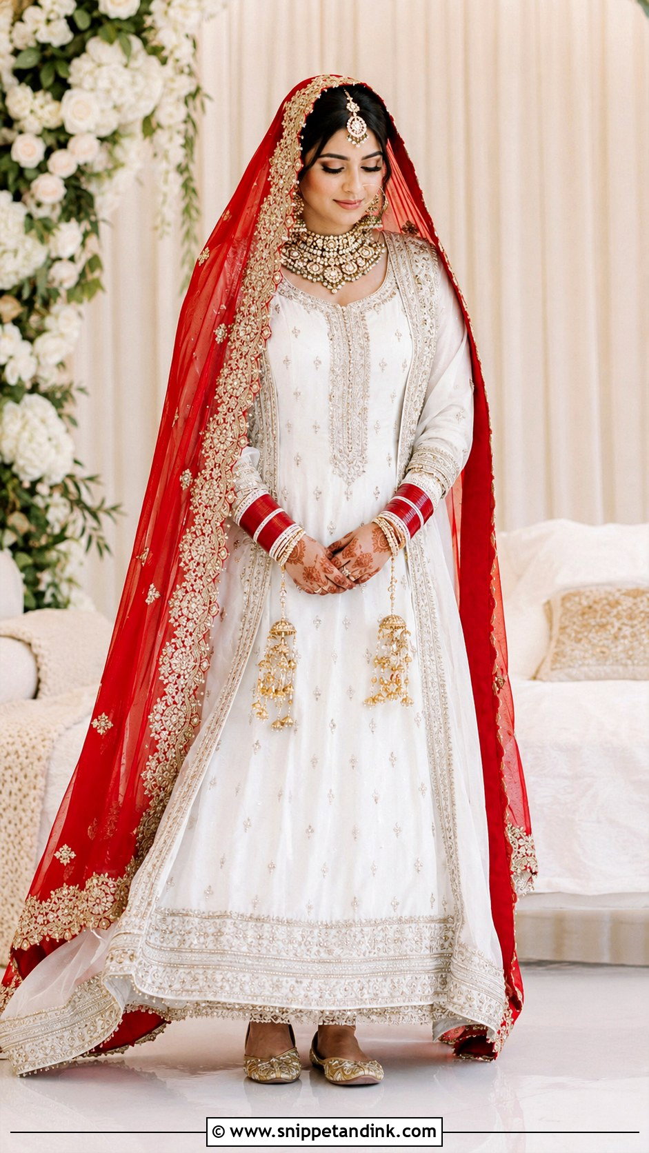 White Punjabi Bridal Suit With Red Dupatta - Snippet and Ink - 25 Punjabi Bridal Suit Ideas