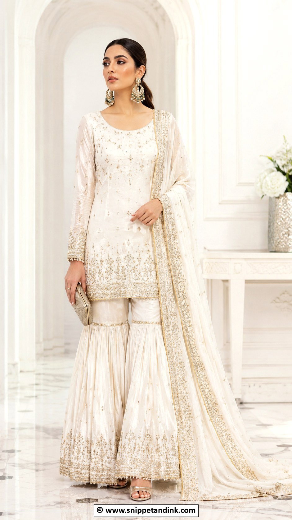 White Punjabi Gharara Suit - Snippet and Ink - 30 Punjabi Wedding Suit Ideas