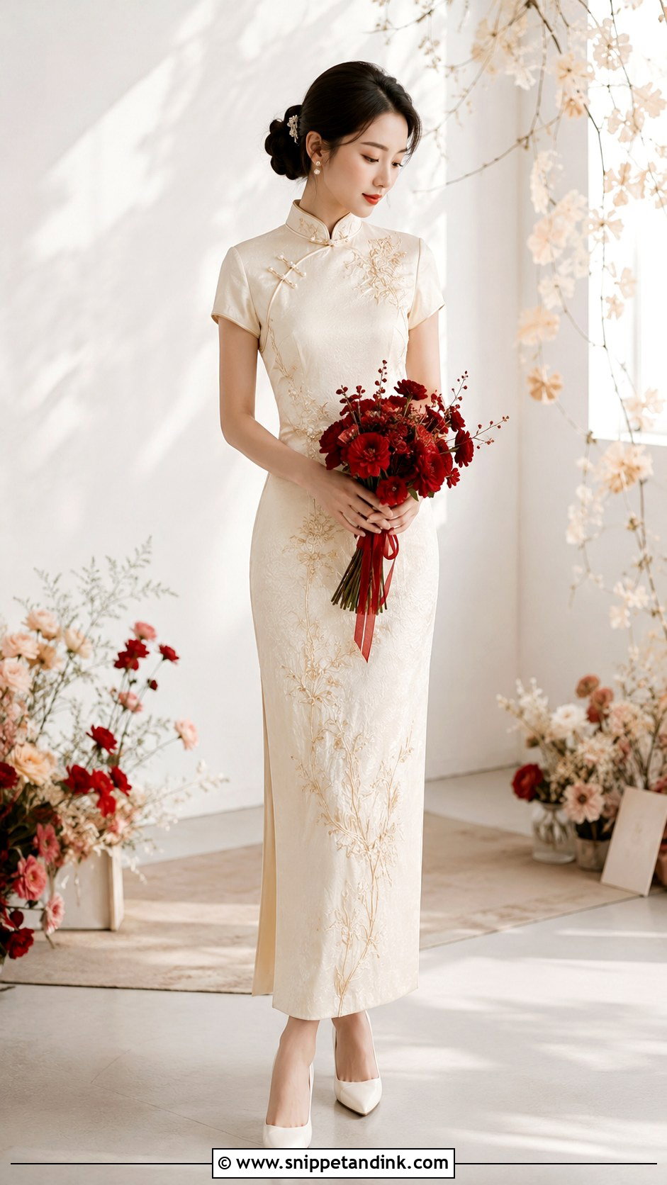 White Qipao Wedding Dress - Snippet and Ink - 25 Traditional Chinese Wedding Dress Ideas