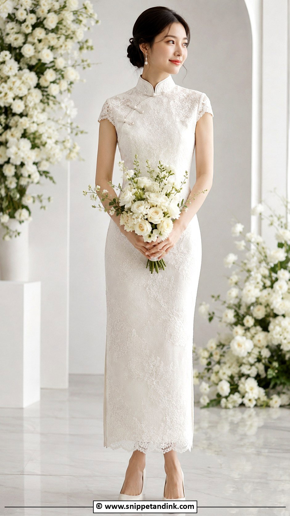 White Qipao Wedding Dress - Snippet and Ink - 30 Chinese Wedding Dress Ideas