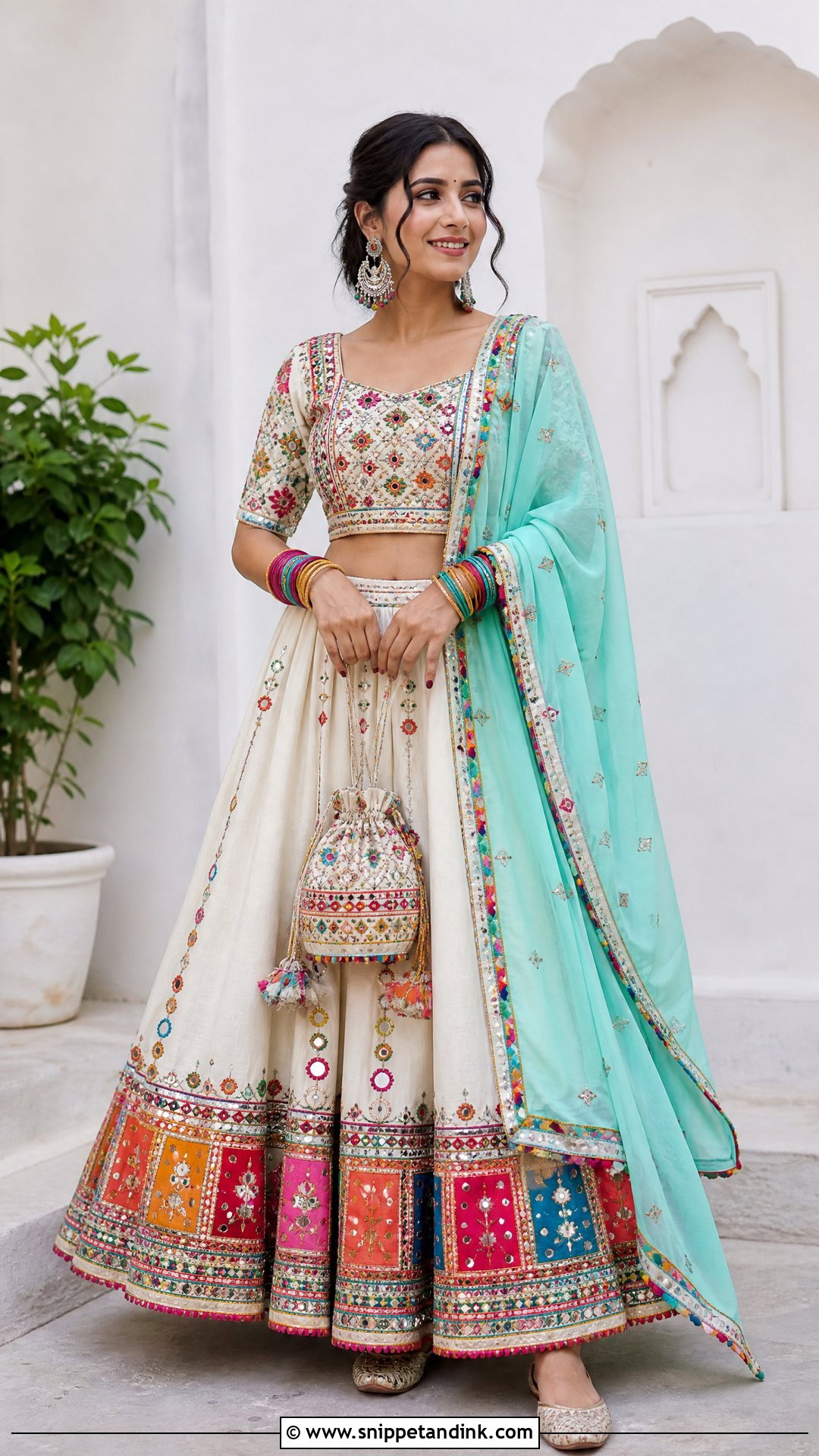 White Rajasthani Multicolor Lehenga - Snippet and Ink - 20 Rajasthani Lengha Ideas