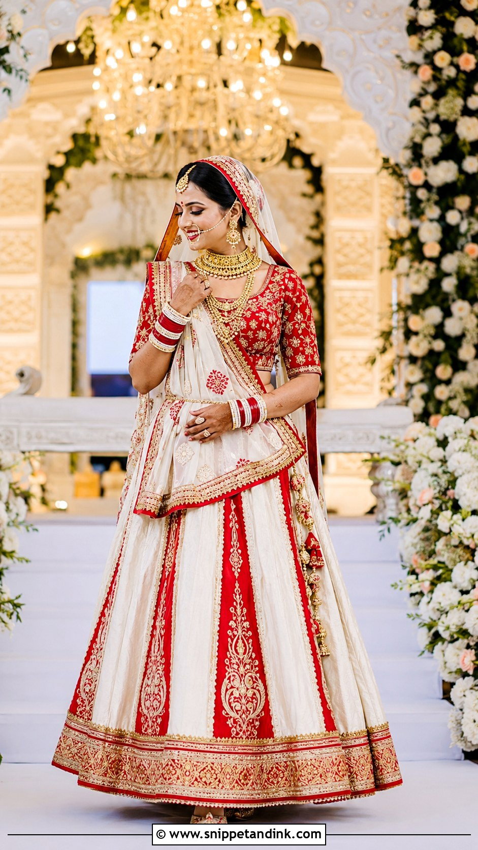 White Red Panetar Bridal Chaniya Choli - Snippet and Ink - 20 Bridal Chaniya Choli Ideas