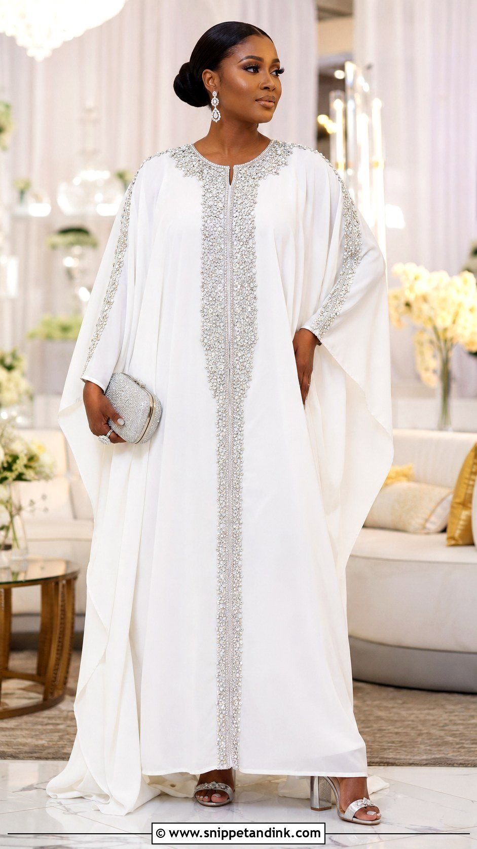 White Rhinestone Bubu Gown - Snippet and Ink - 20 Bubu White Gown Styles